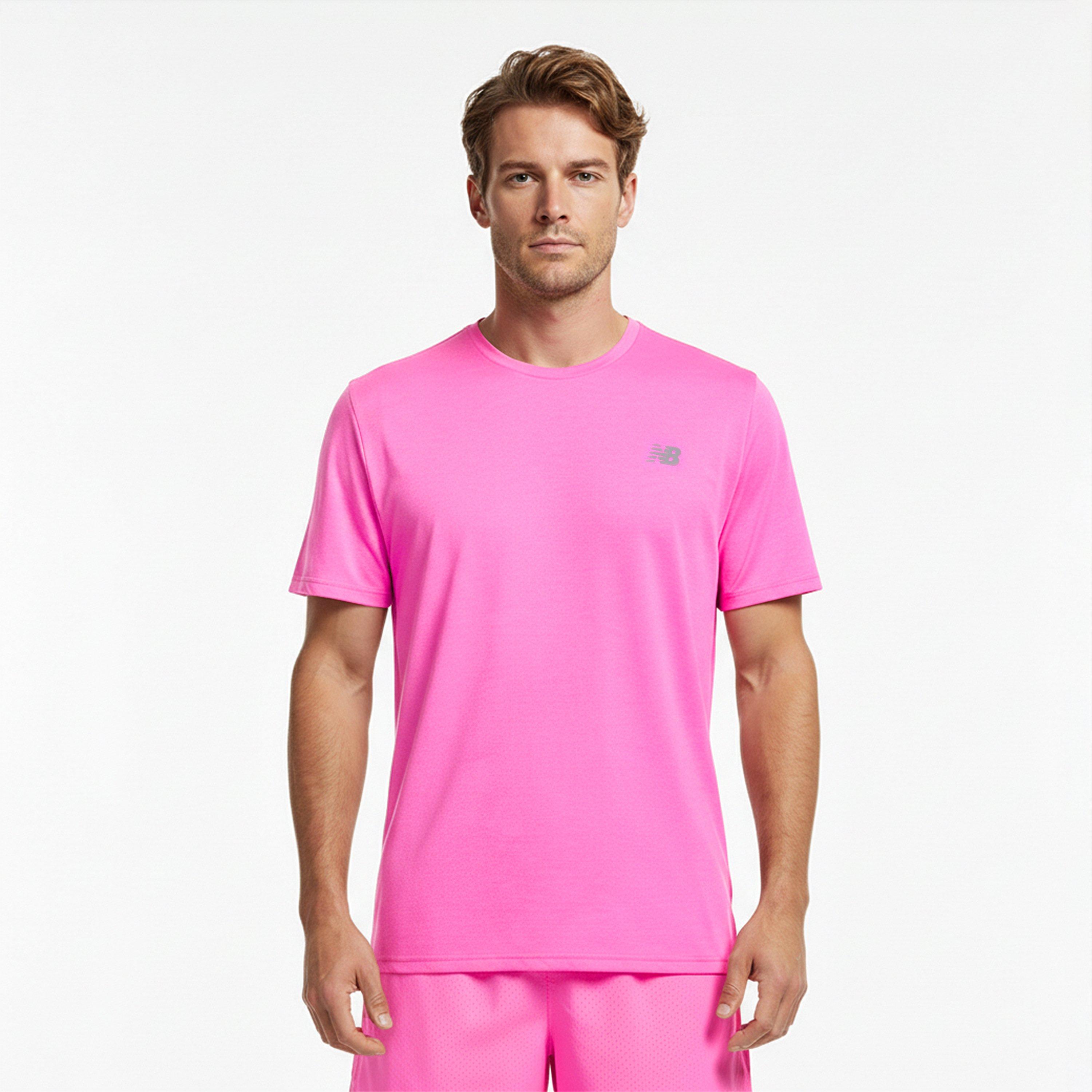 Pink - New Balance - NB RC Essentials Running T-Shirt Mens - 3