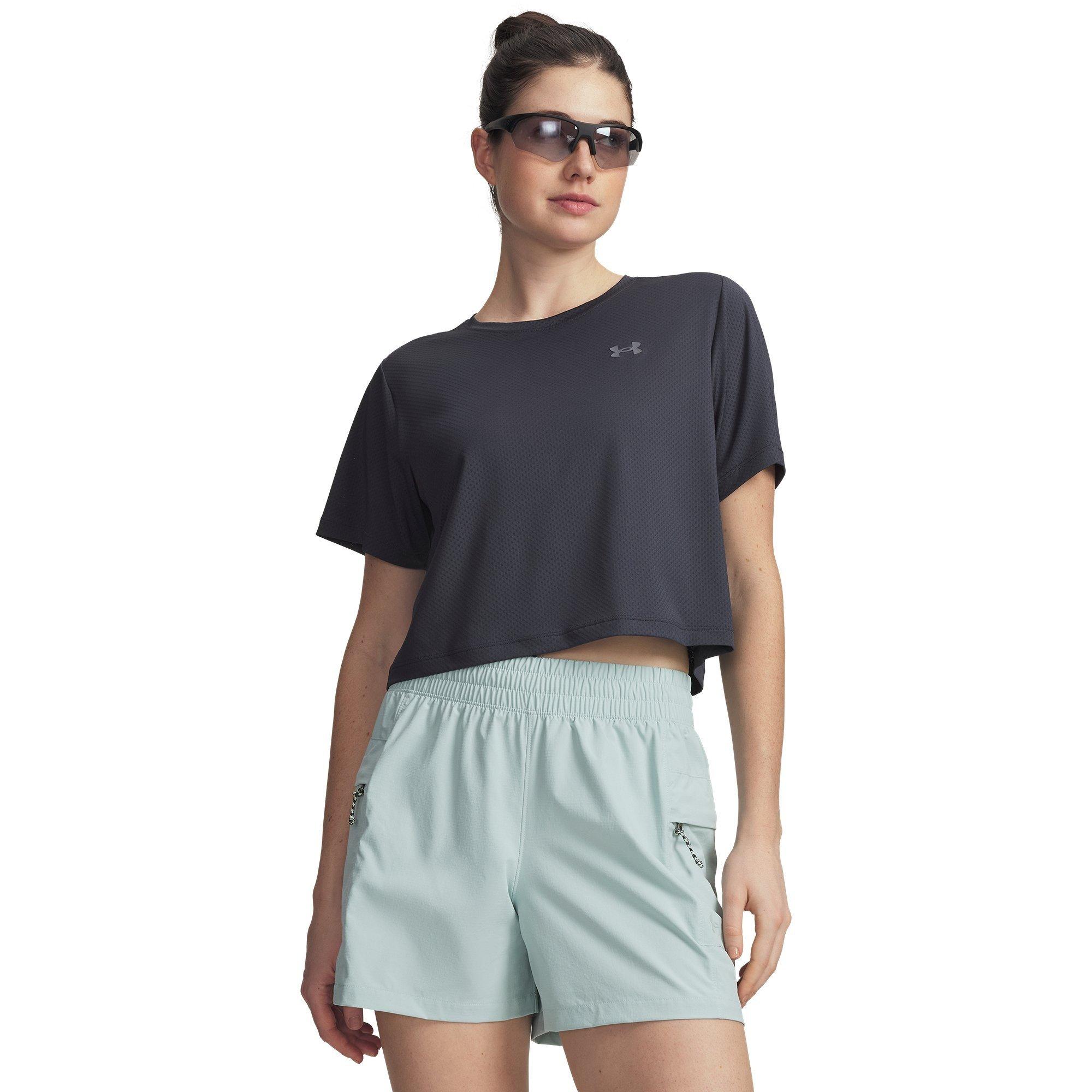 Under Armour Women's Explor Trail Run Short Sleeve Performance Top - Anthracite - 16 (XL)