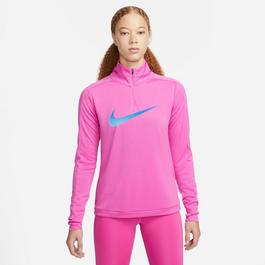 Nike Dri FIT Swoosh Womens Half Zip Long Sleeve Top