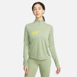 Nike Dri FIT Swoosh Womens Half Zip Long Sleeve Top