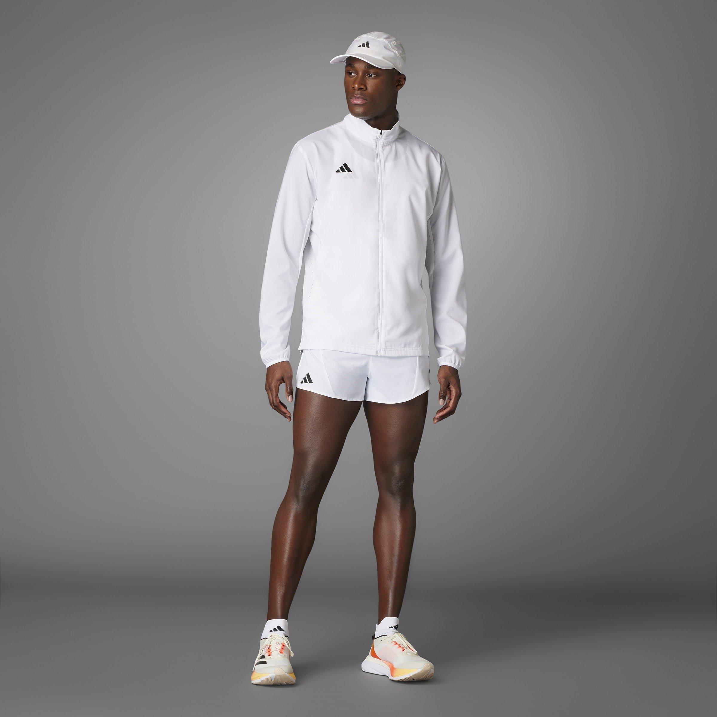 White - adidas - Adizero Essentials Water Resistant Long Sleeve Slim Fit Performance Running Jacket - 13