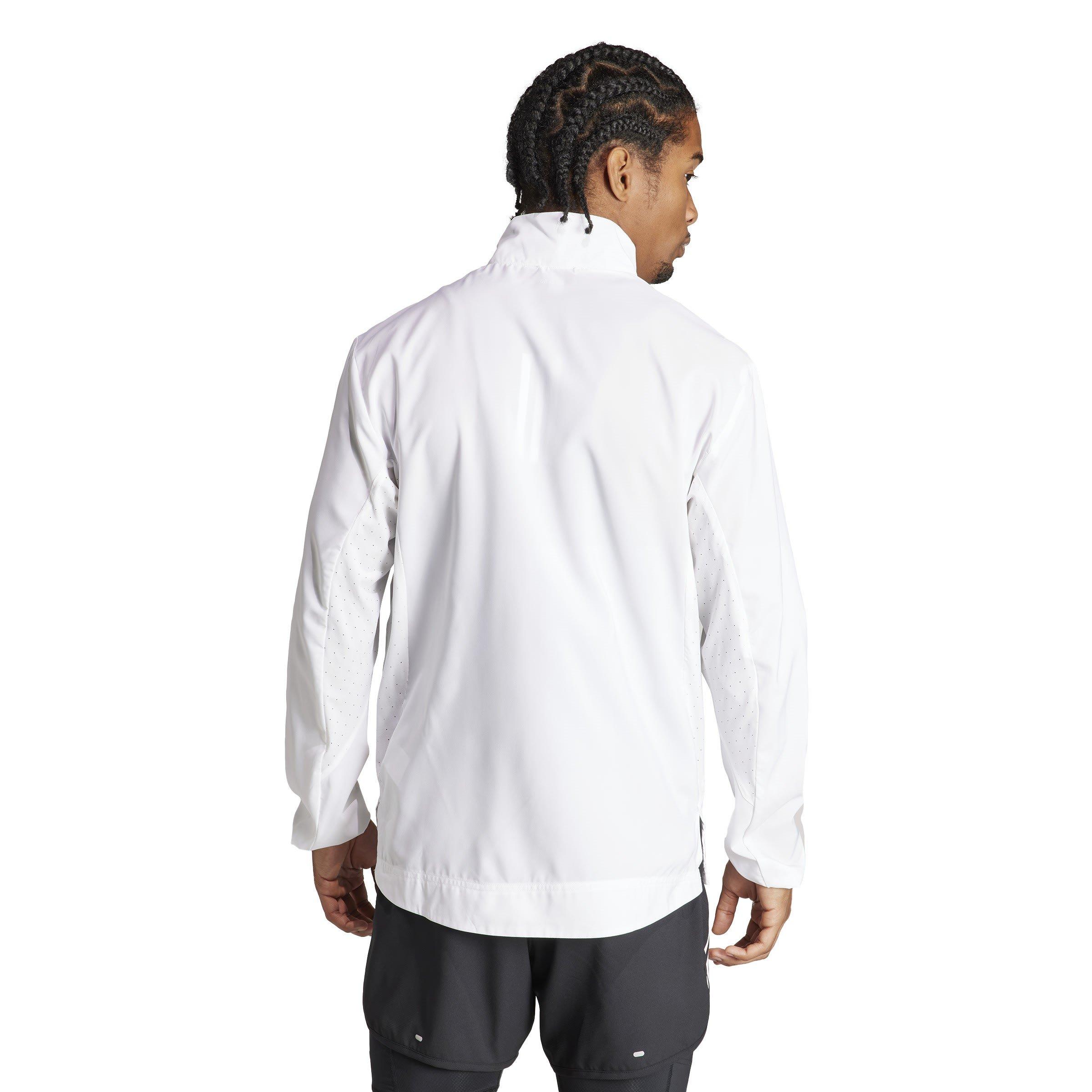 White - adidas - Adizero Essentials Water Resistant Long Sleeve Slim Fit Performance Running Jacket - 4