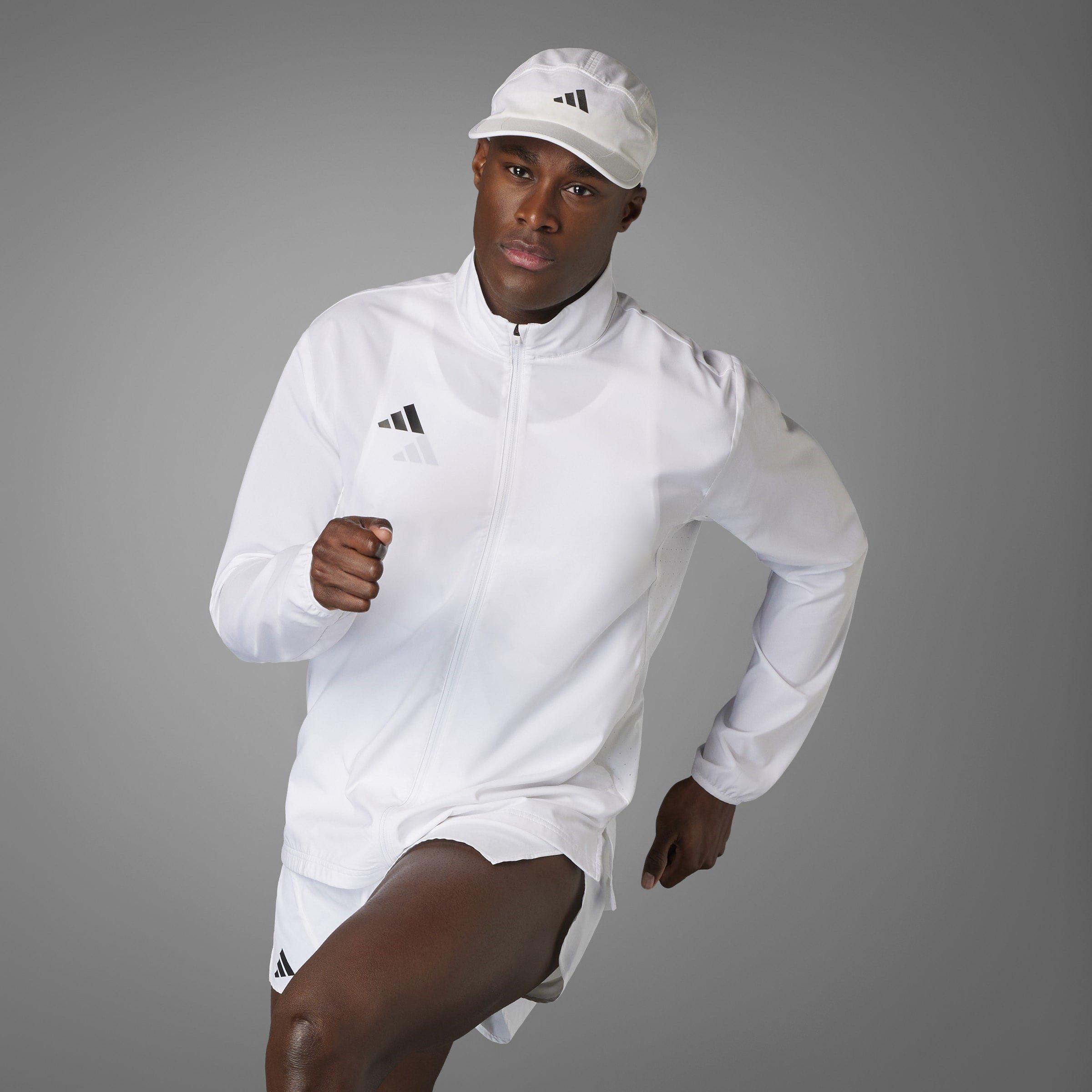 White - adidas - Adizero Essentials Water Resistant Long Sleeve Slim Fit Performance Running Jacket - 8