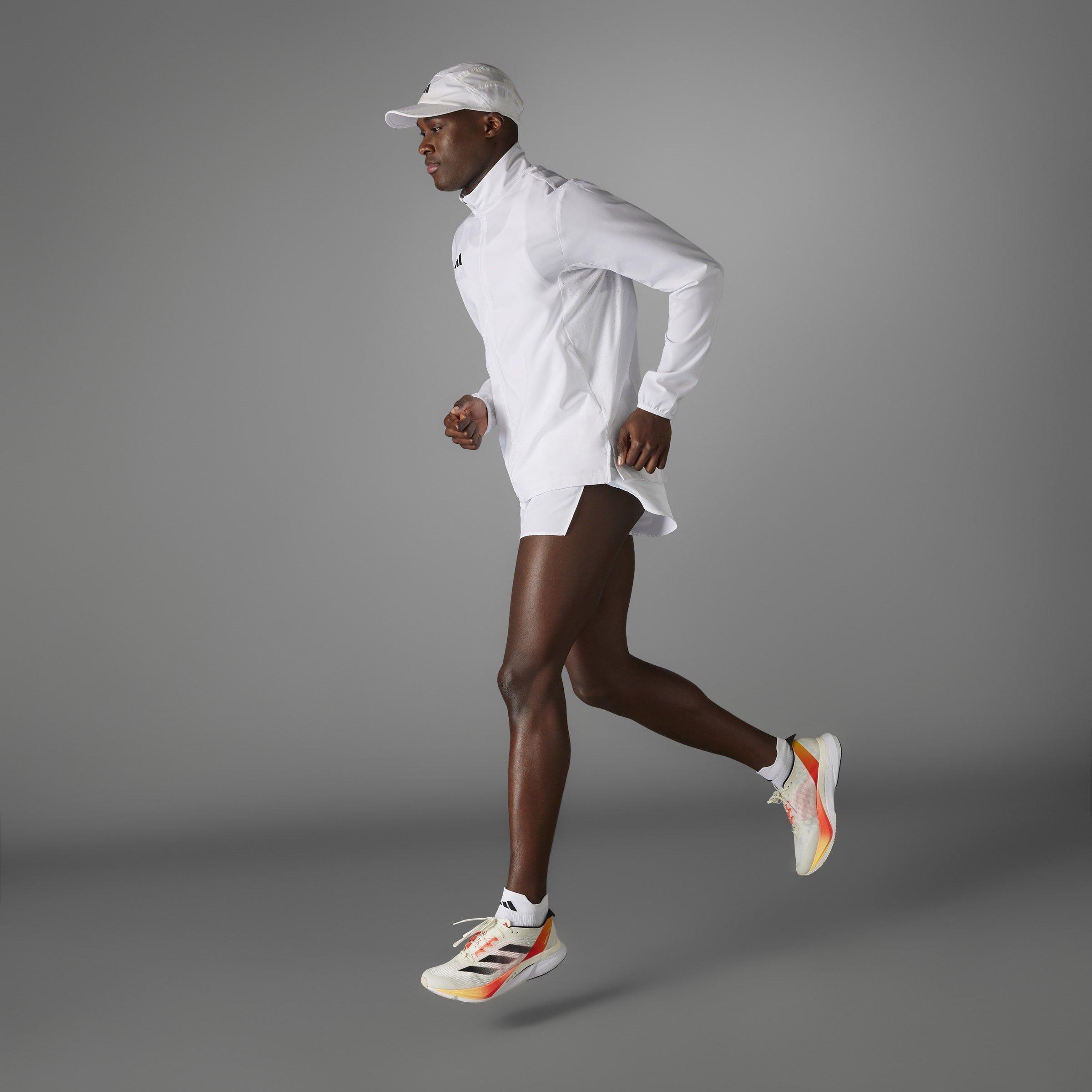 White - adidas - Adizero Essentials Water Resistant Long Sleeve Slim Fit Performance Running Jacket - 10