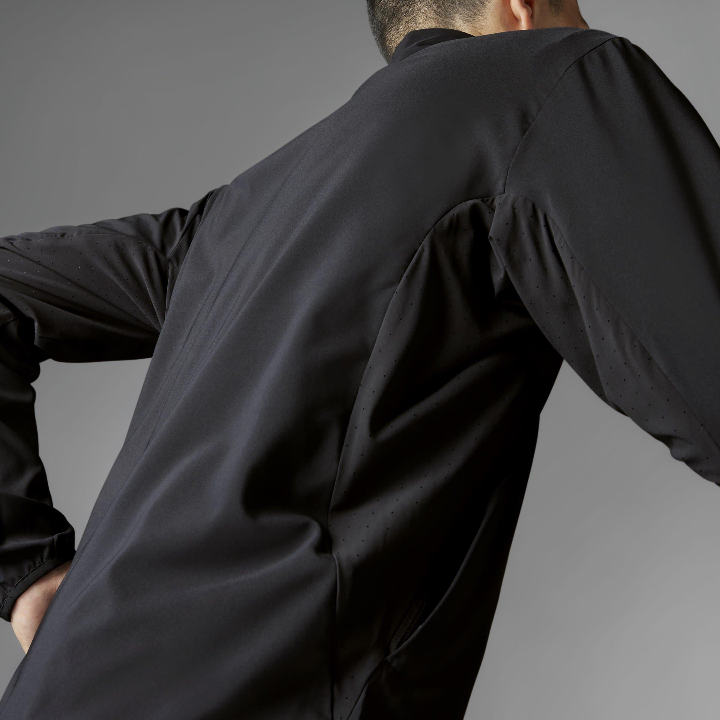 black - adidas - Men's Adizero Essentials Water Resistant Long Sleeve Slim Fit Performance Running Jacket - 11