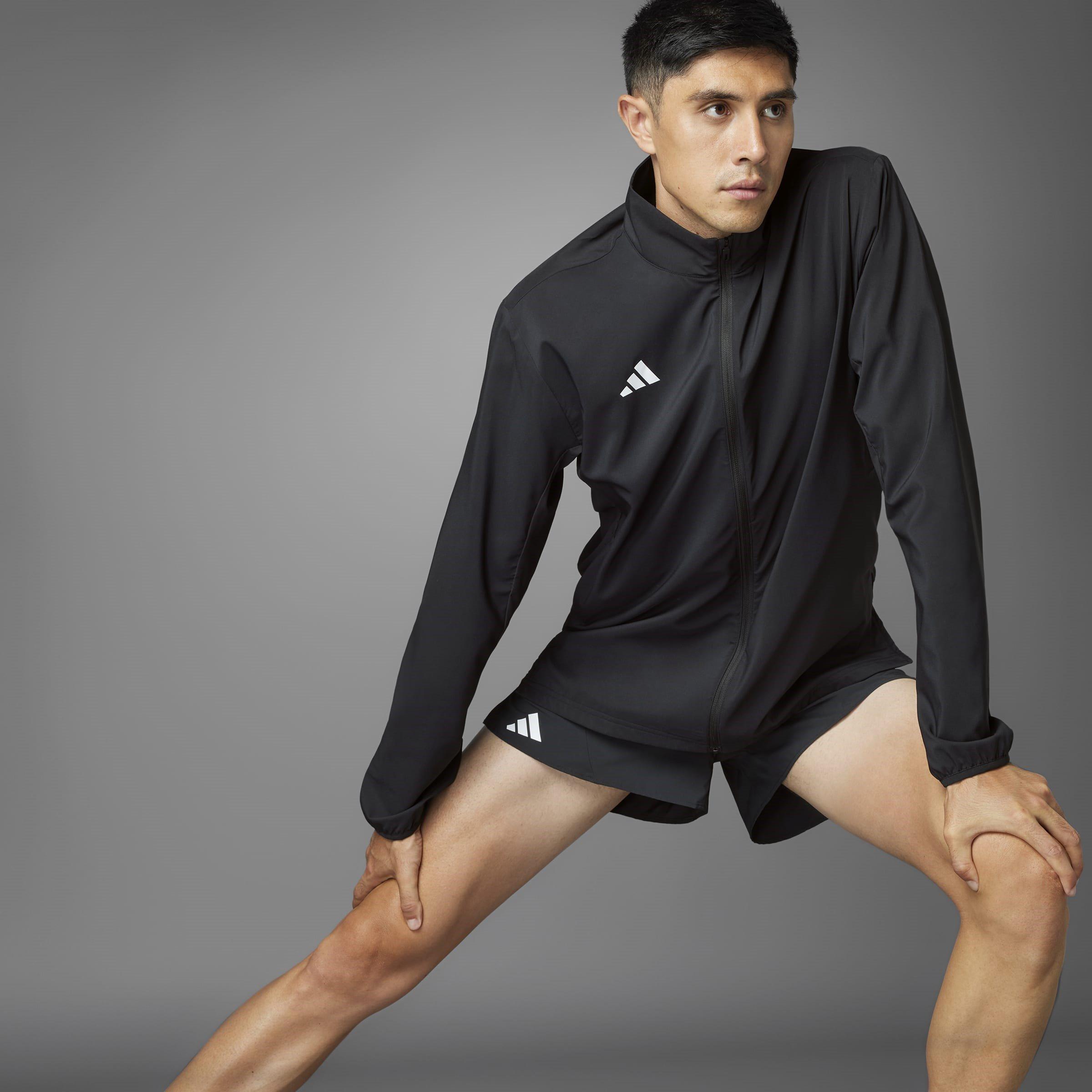 black - adidas - Men's Adizero Essentials Water Resistant Long Sleeve Slim Fit Performance Running Jacket - 12