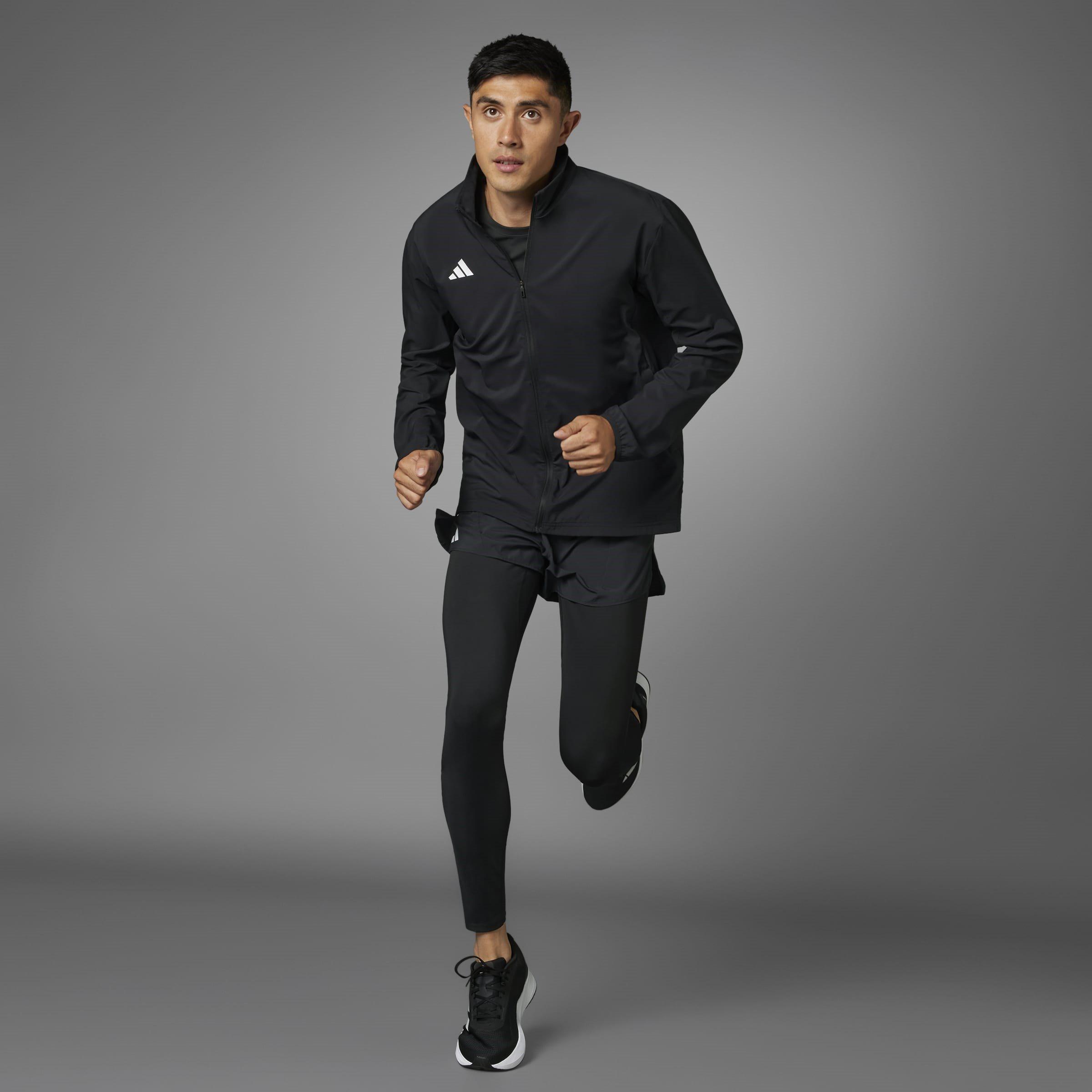black - adidas - Men's Adizero Essentials Water Resistant Long Sleeve Slim Fit Performance Running Jacket - 15
