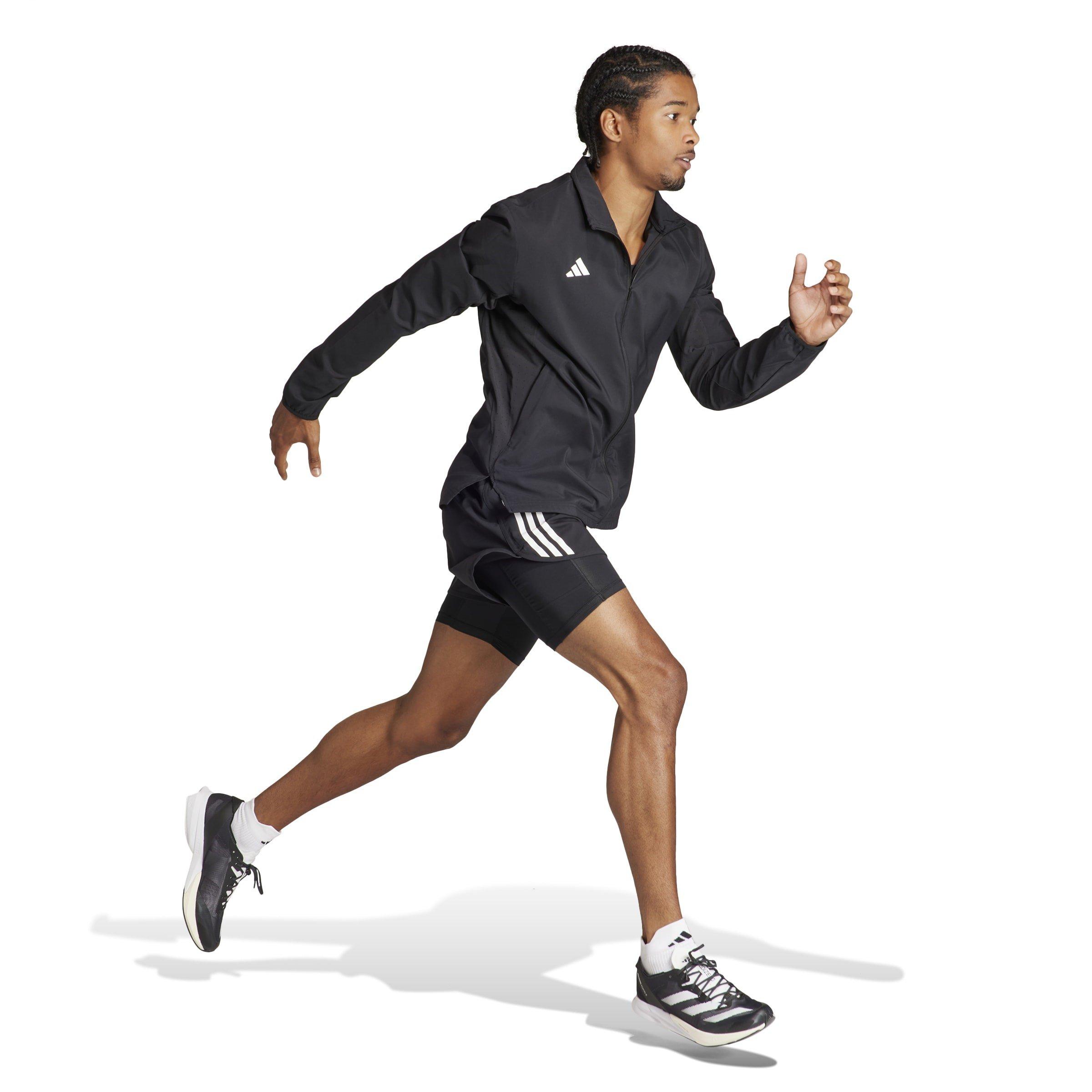 black - adidas - Men's Adizero Essentials Water Resistant Long Sleeve Slim Fit Performance Running Jacket - 7