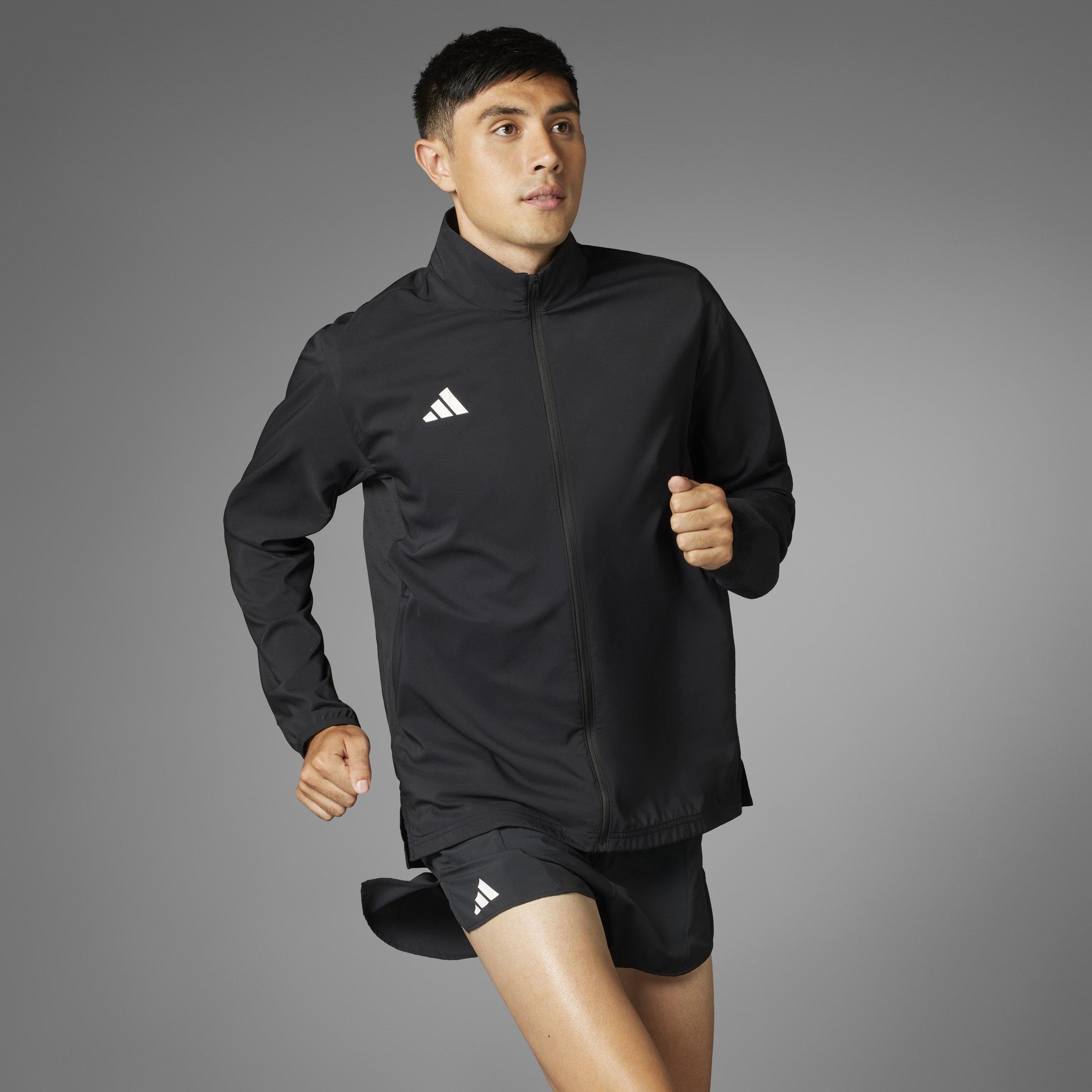 black - adidas - Men's Adizero Essentials Water Resistant Long Sleeve Slim Fit Performance Running Jacket - 8