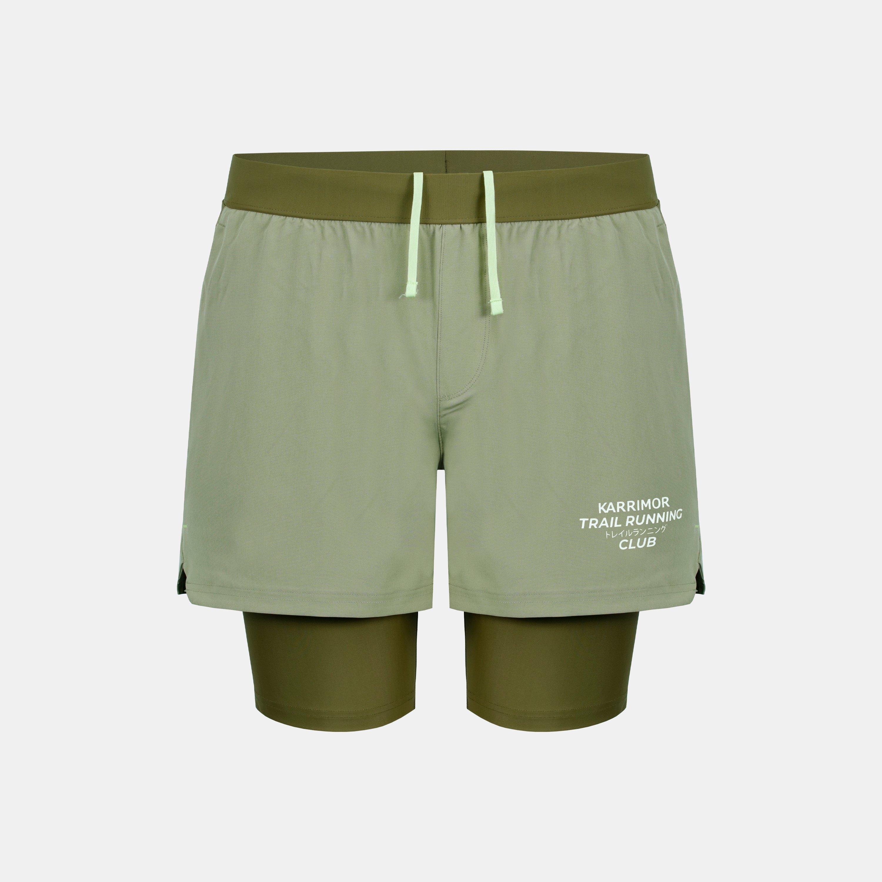 Karrimor Men's Quick Dry 4 Inch Zip Pocket Performance Running Shorts - Olive - XL