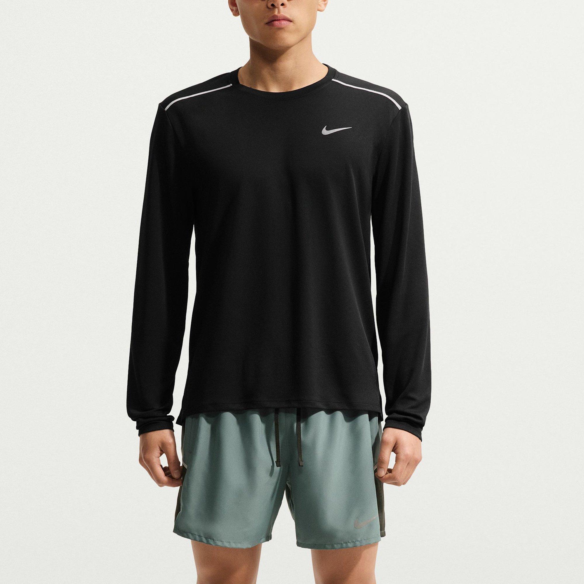 Black/R.Silver - Nike - Men's UV Miler Long Sleeve Running Top - 1