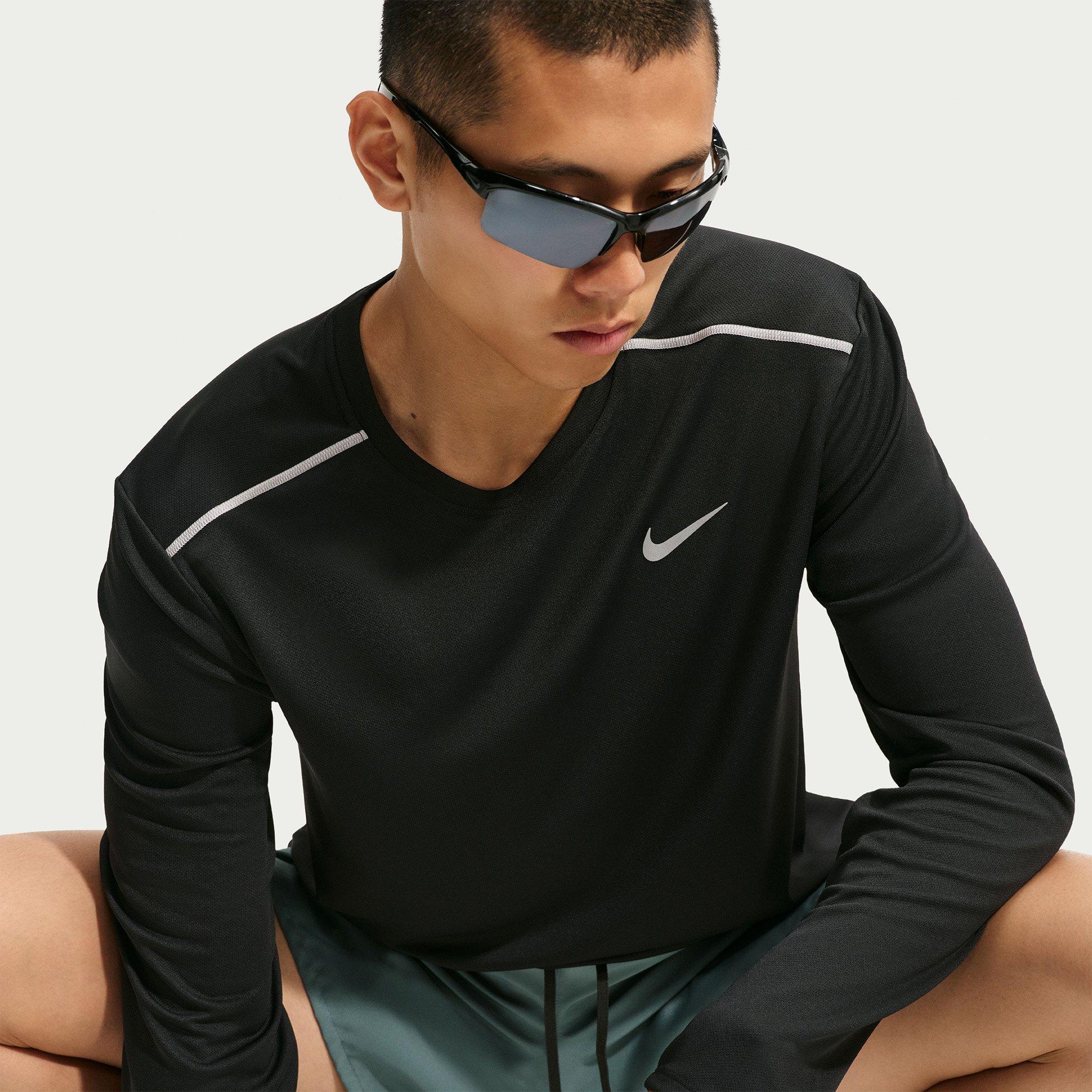 Black/R.Silver - Nike - Men's UV Miler Long Sleeve Running Top - 2