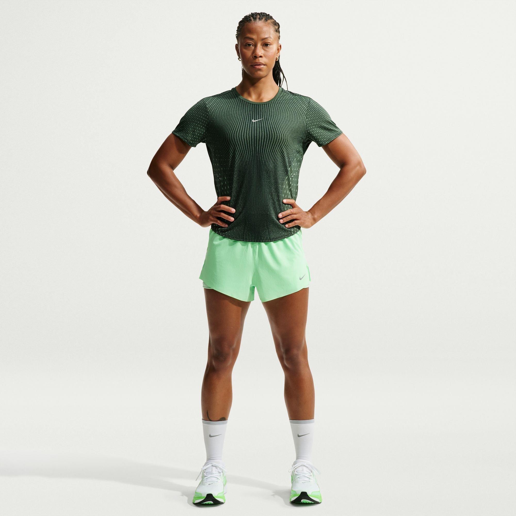 Black/Lt Green - Nike - Women's Swift Short Sleeve Running T-Shirt - 4