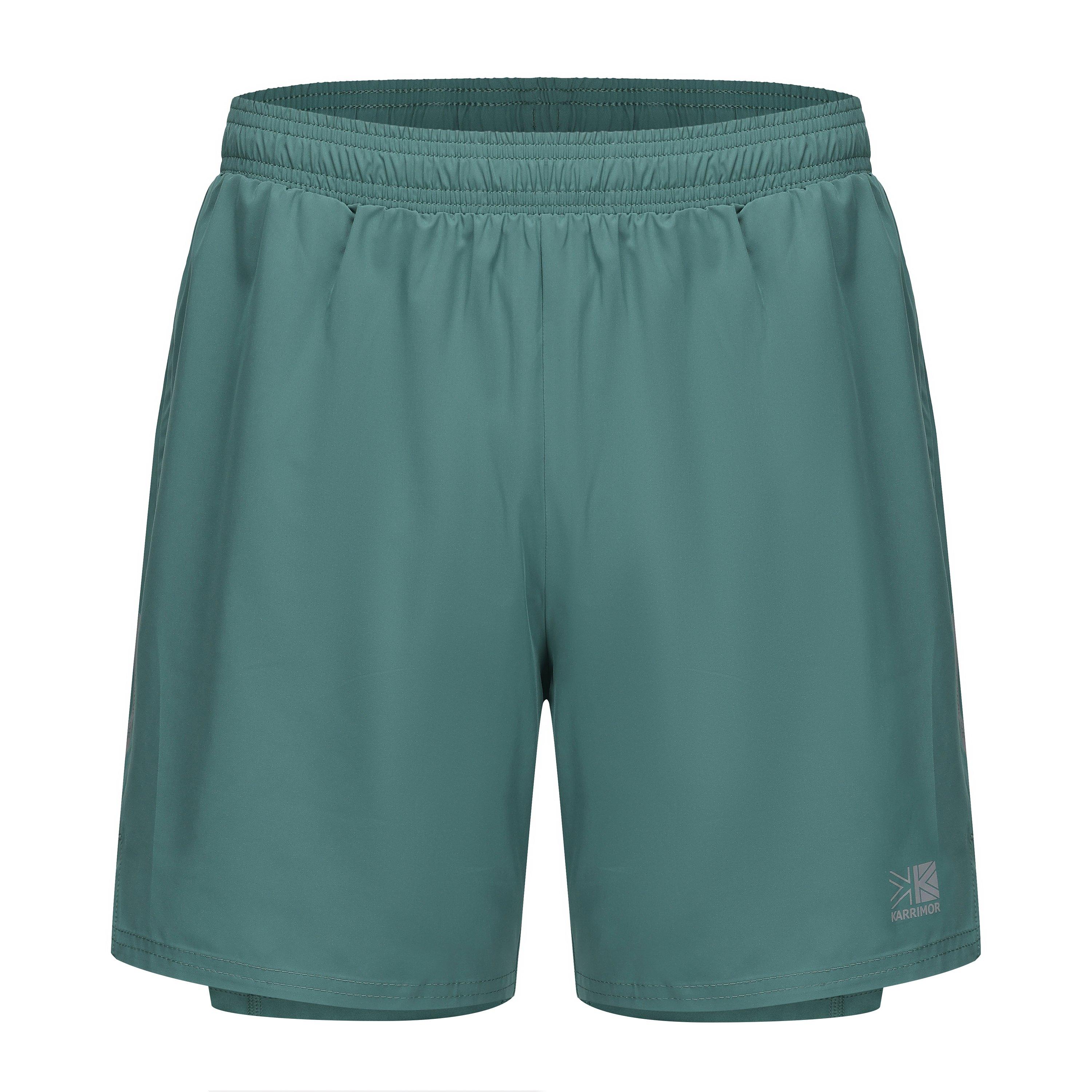 Karrimor Men's 2 In 1 Running Shorts - Green Spruce - S
