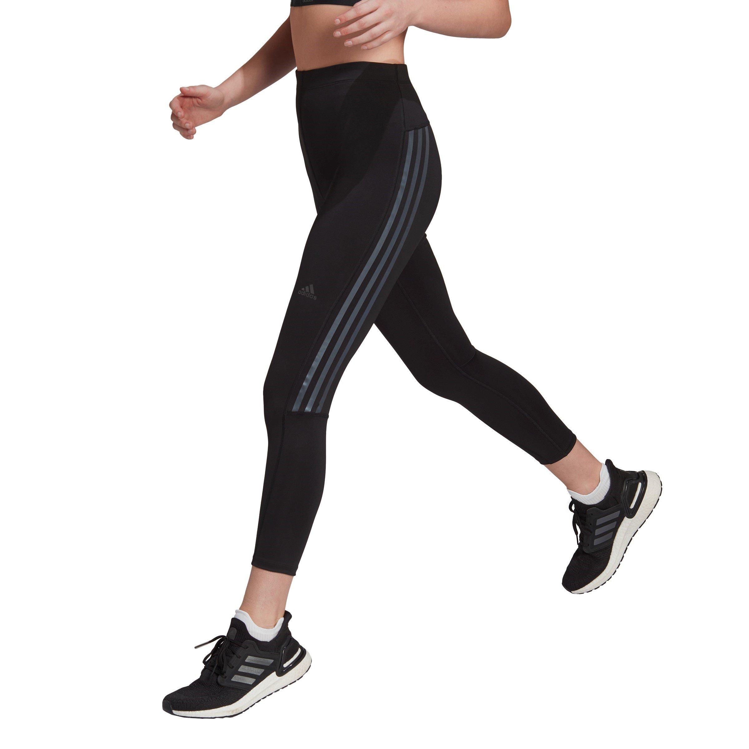 Black - adidas - Run Icons 3 Stripe 7/8 Running Tights Womens - 2