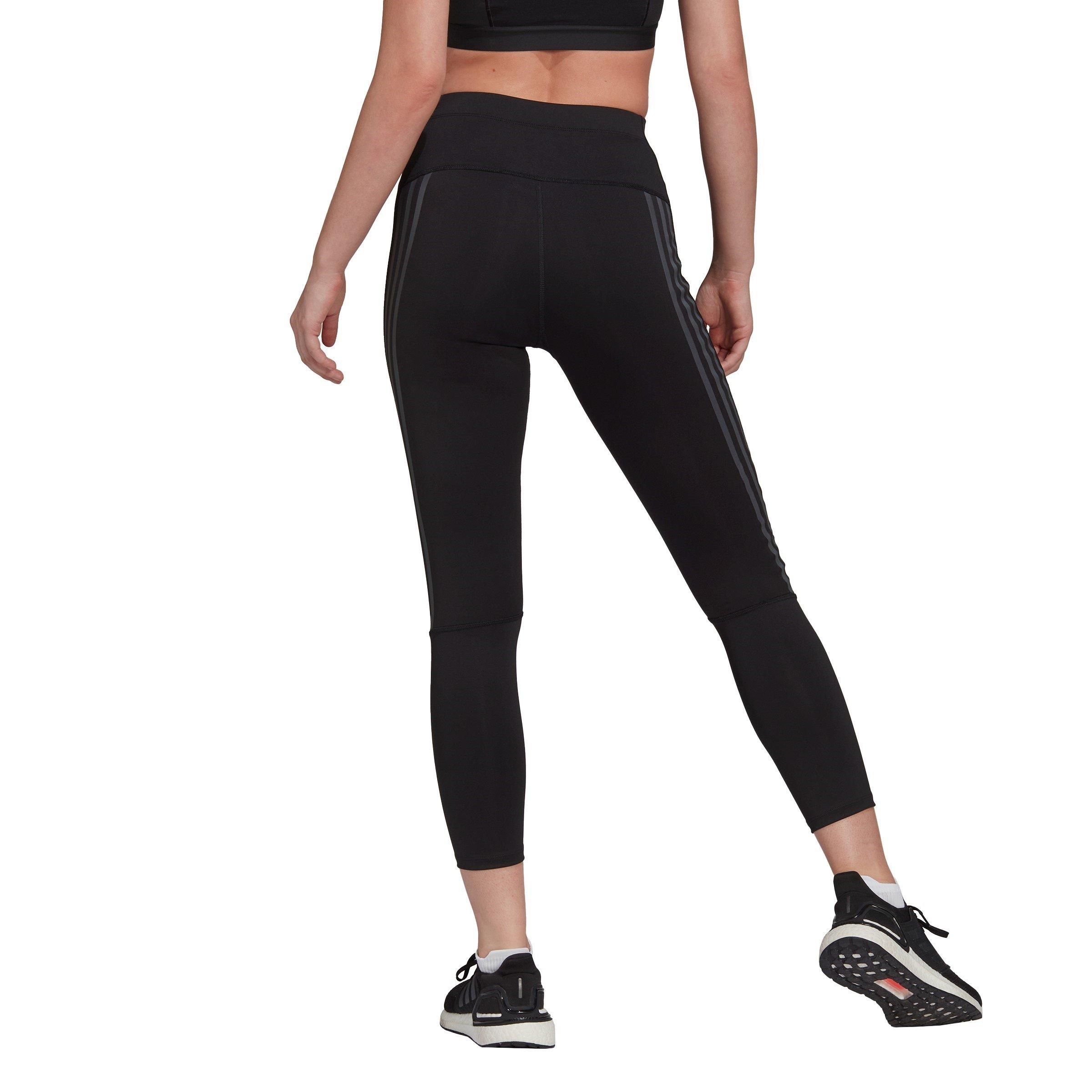 Black - adidas - Run Icons 3 Stripe 7/8 Running Tights Womens - 3