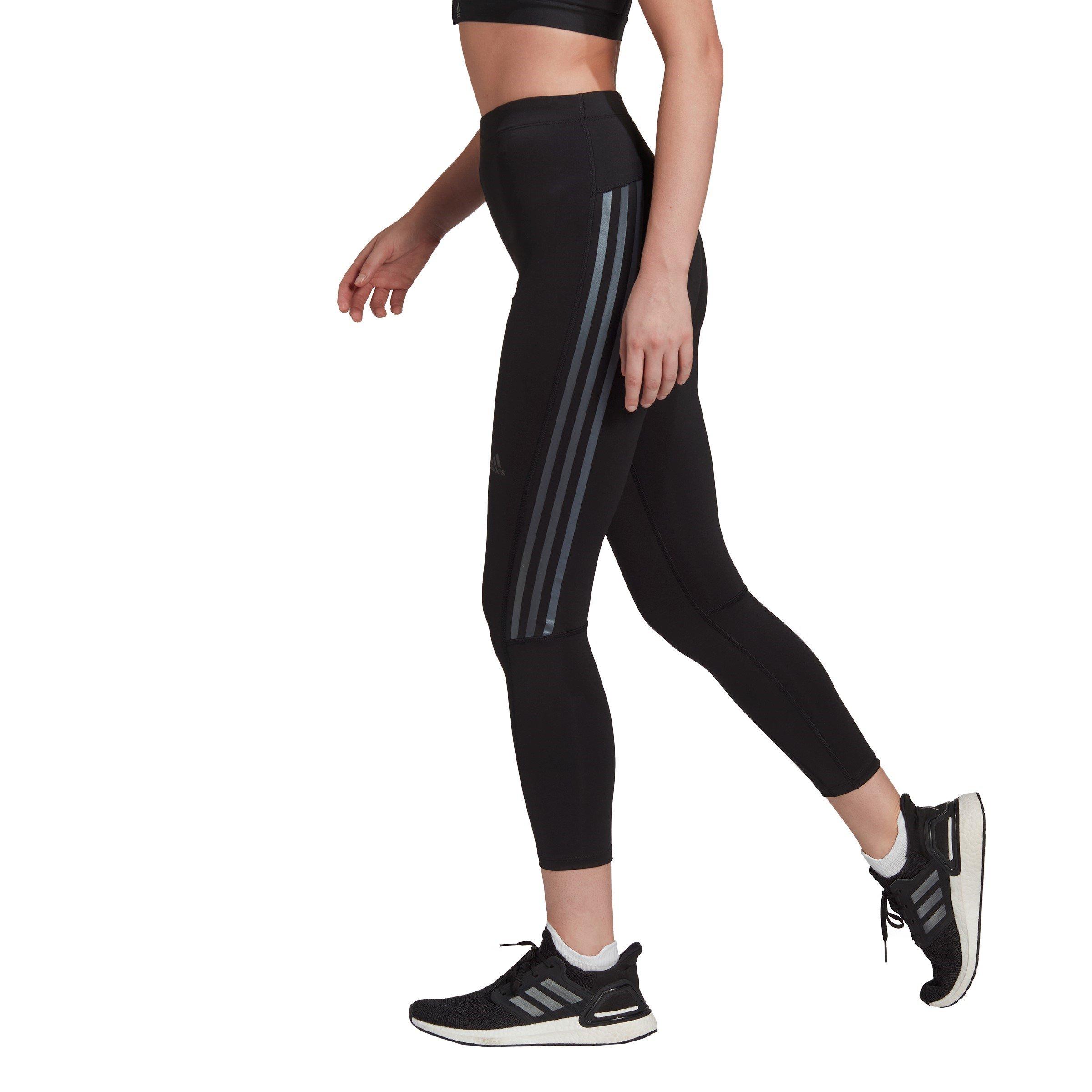 Black - adidas - Run Icons 3 Stripe 7/8 Running Tights Womens - 4