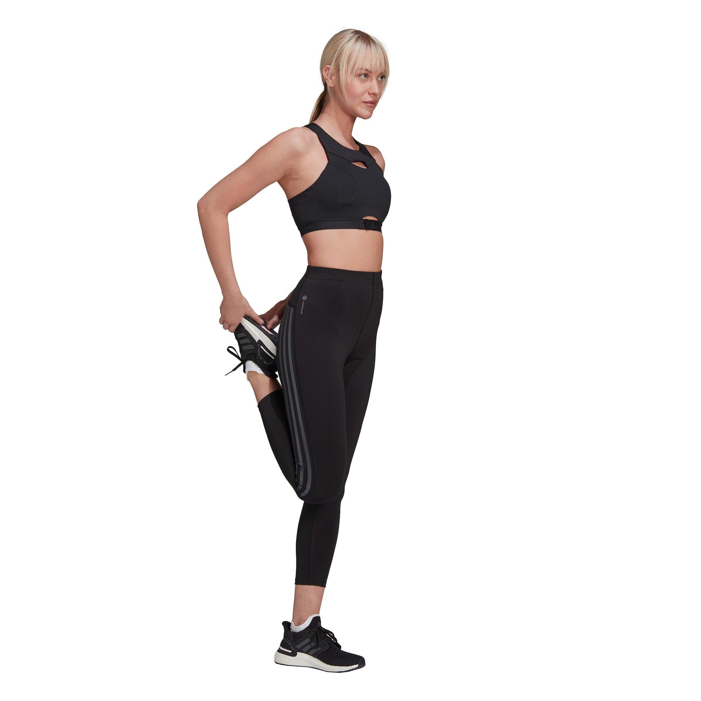 Black - adidas - Run Icons 3 Stripe 7/8 Running Tights Womens - 5