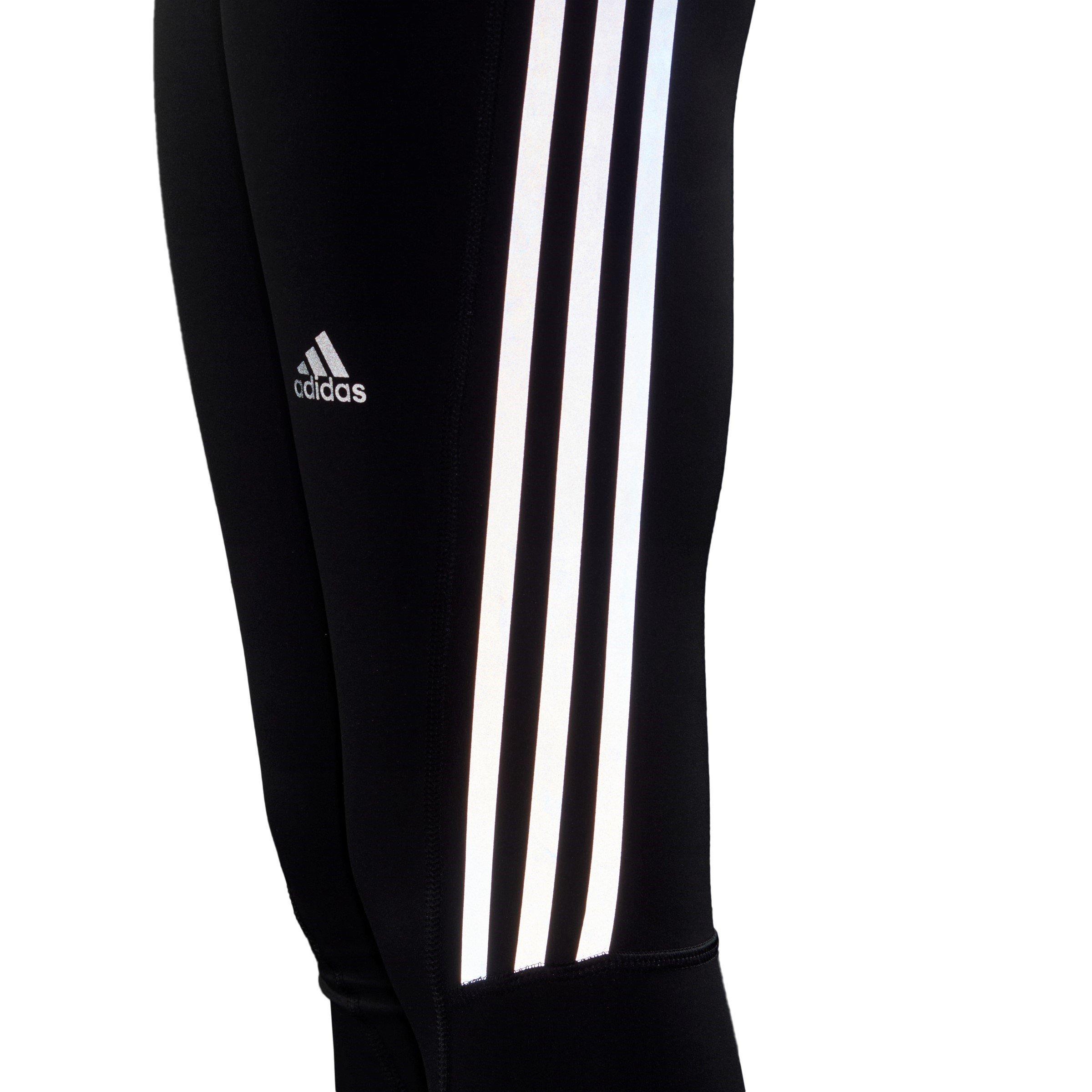 Black - adidas - Run Icons 3 Stripe 7/8 Running Tights Womens - 6
