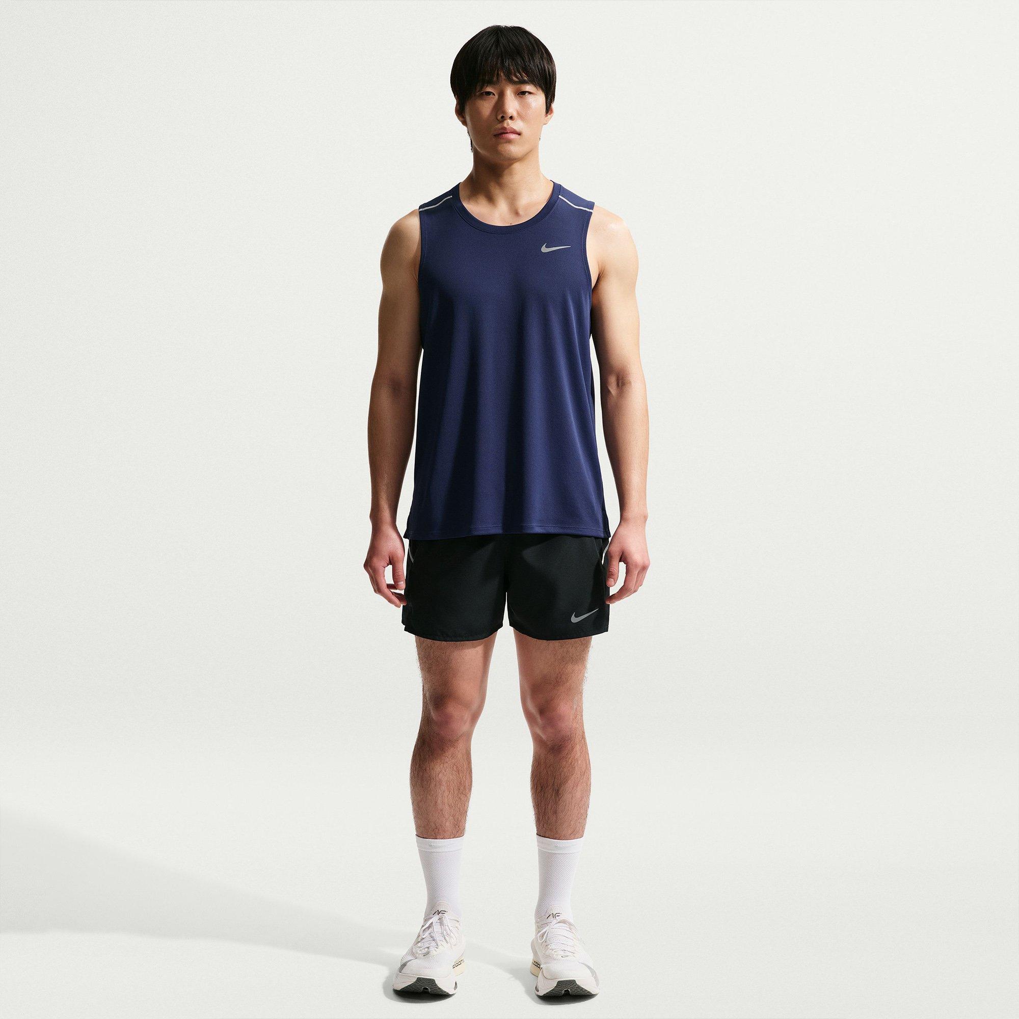 Black/Silver - Nike - Men's Miler Performance Running Shorts - 4