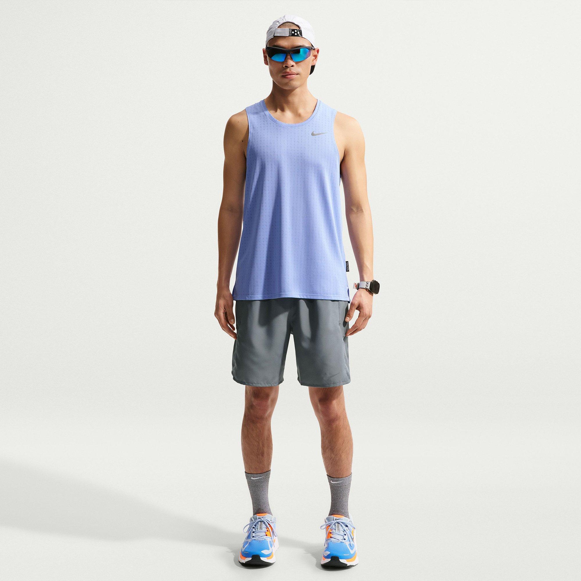 Grey/Ref.Silver - Nike - Miler Dri-FIT Briefs-Lined Mens Running Shorts - 2