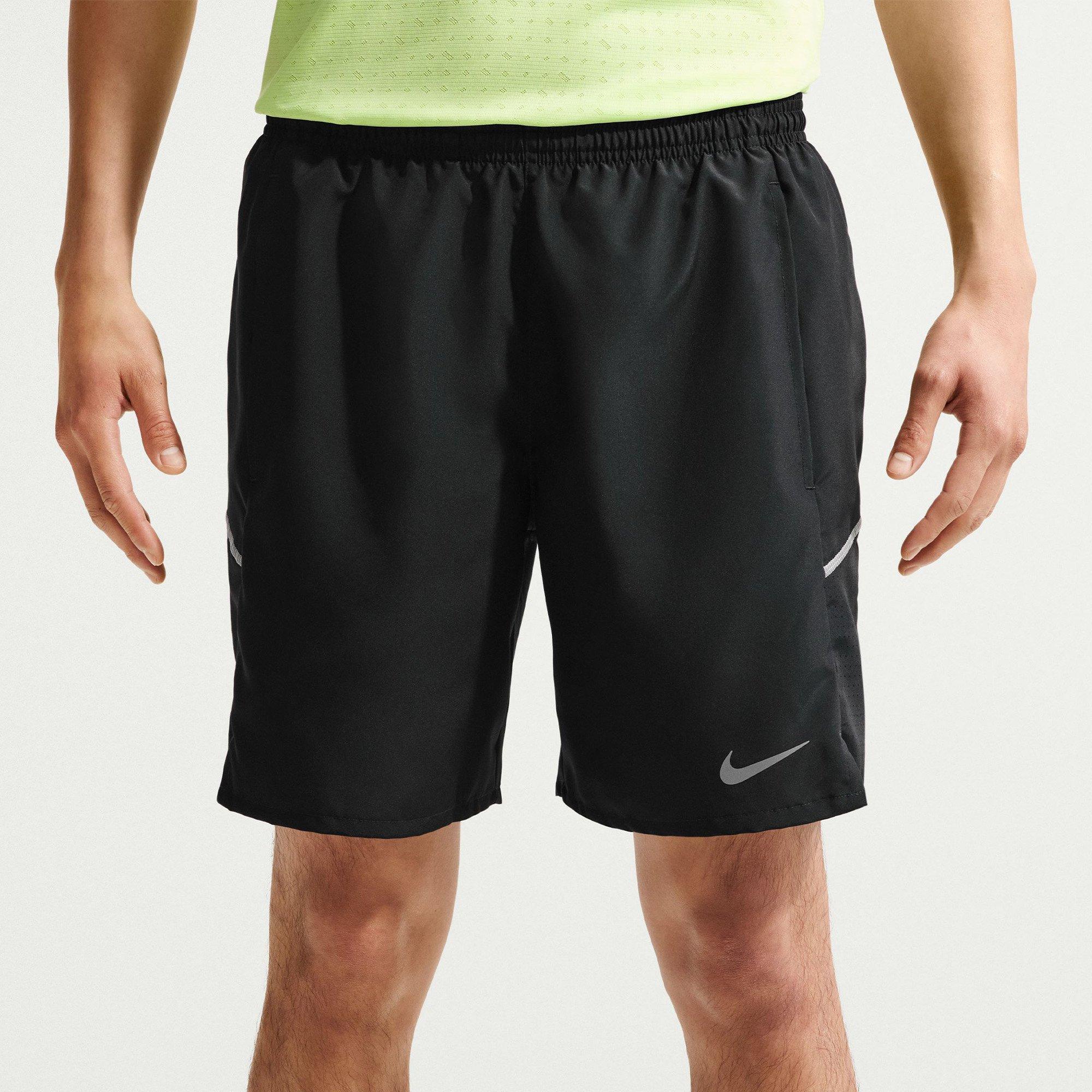 Black/R.Silver - Nike - Miler Dri-FIT Briefs-Lined Mens Running Shorts - 1