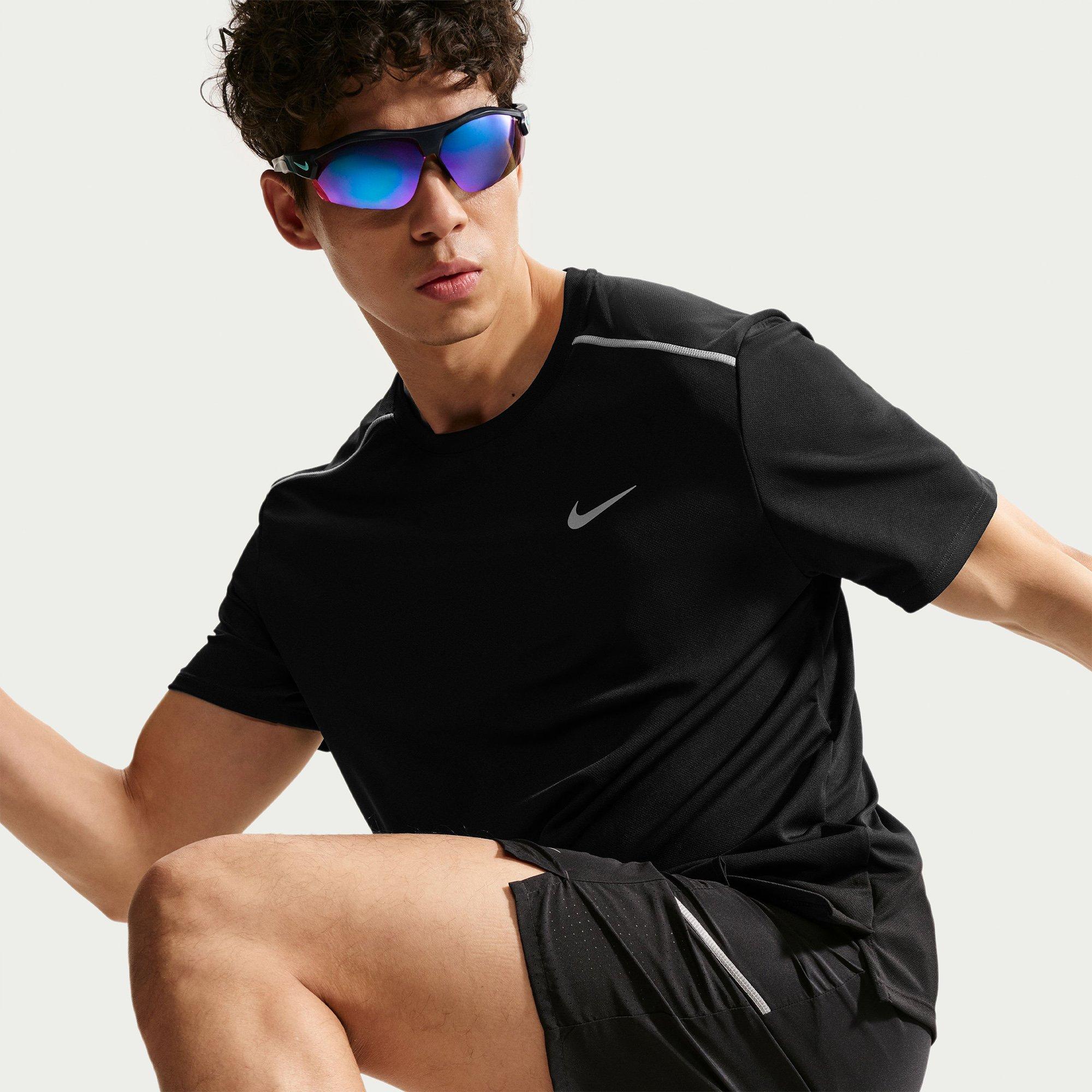 Black/Silver - Nike - Men's Miler Short Sleeve Performance Running Top - 2