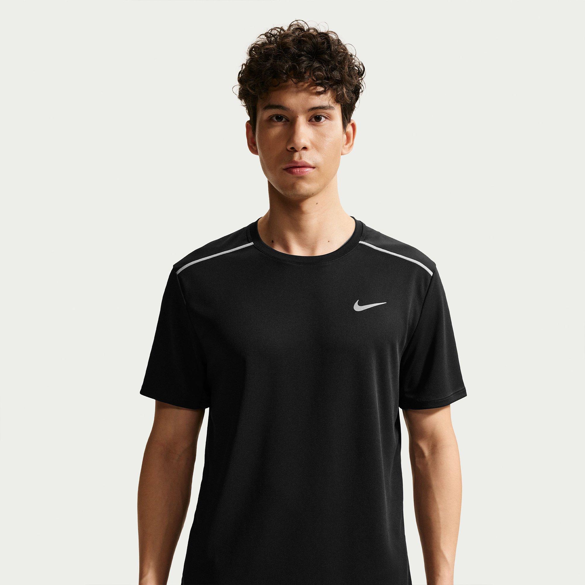 Black/Silver - Nike - Men's Miler Short Sleeve Performance Running Top - 3