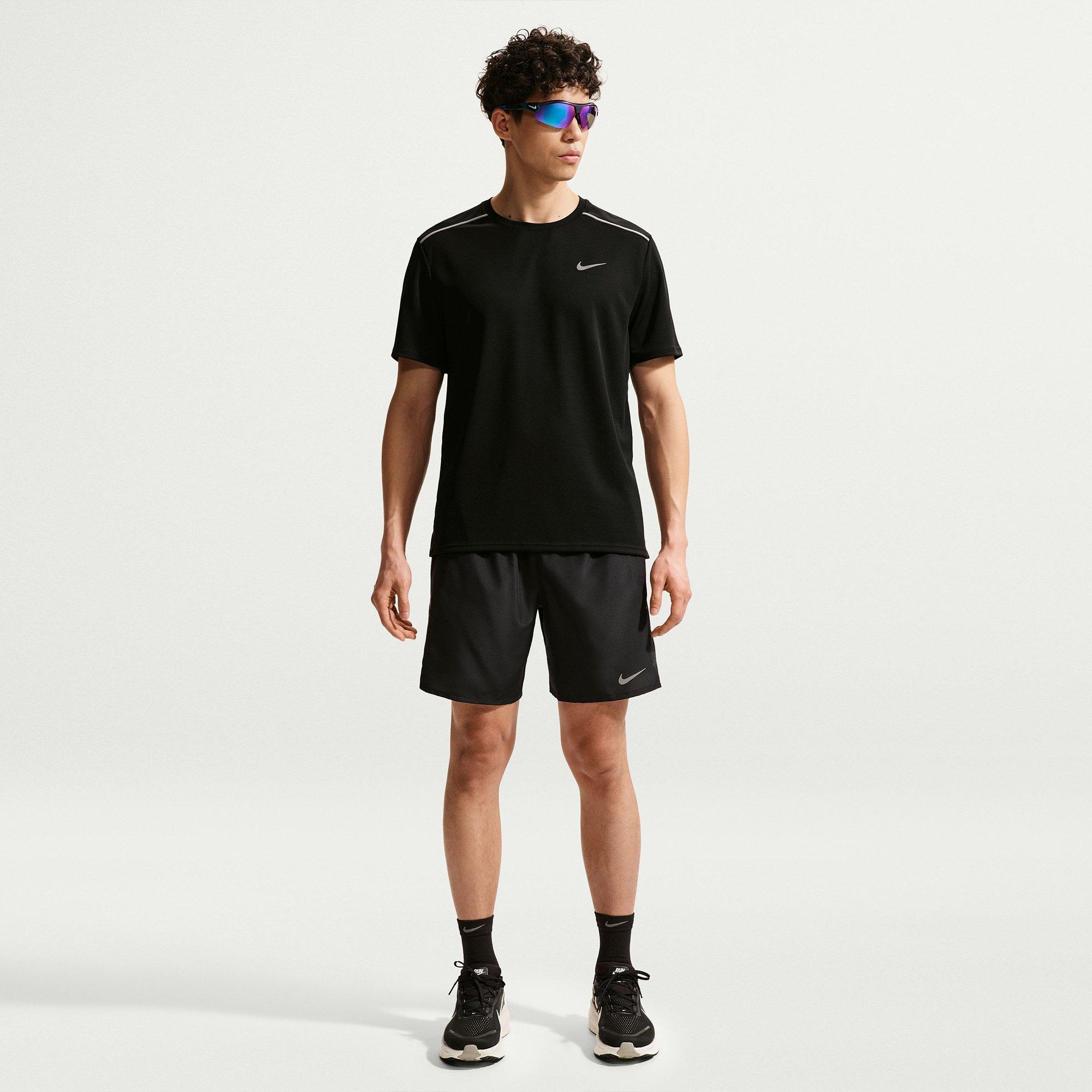 Black/Silver - Nike - Men's Miler Short Sleeve Performance Running Top - 5
