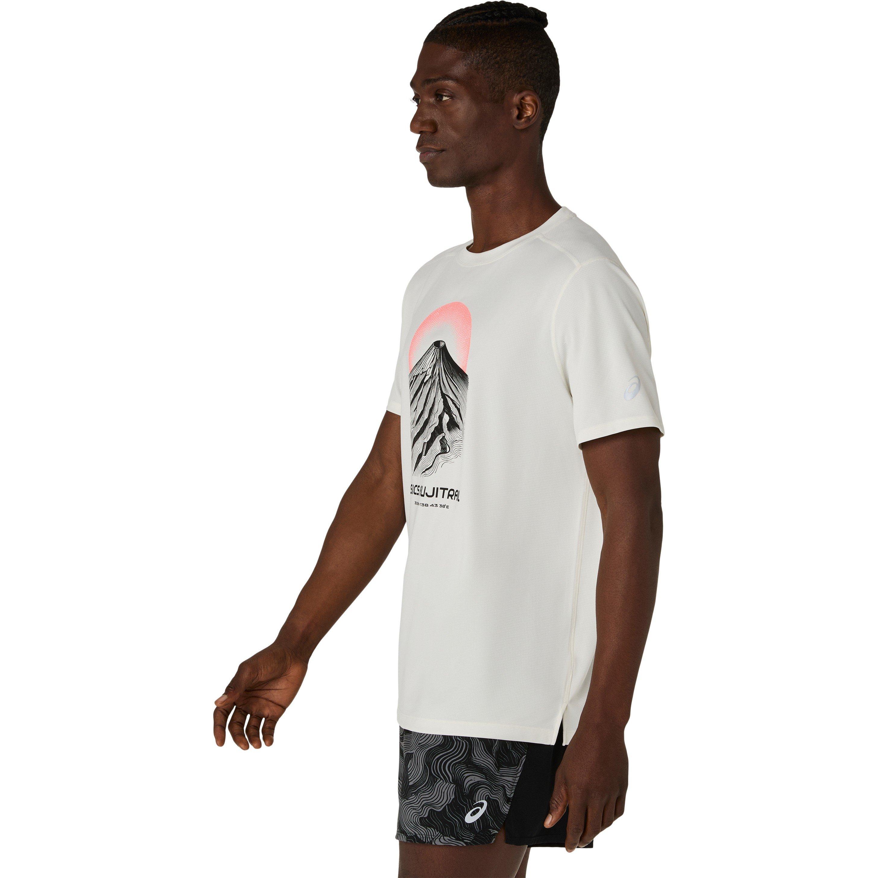 Cream - Asics - Men's Fuji Logo Short Sleeve Running T-Shirt - 1
