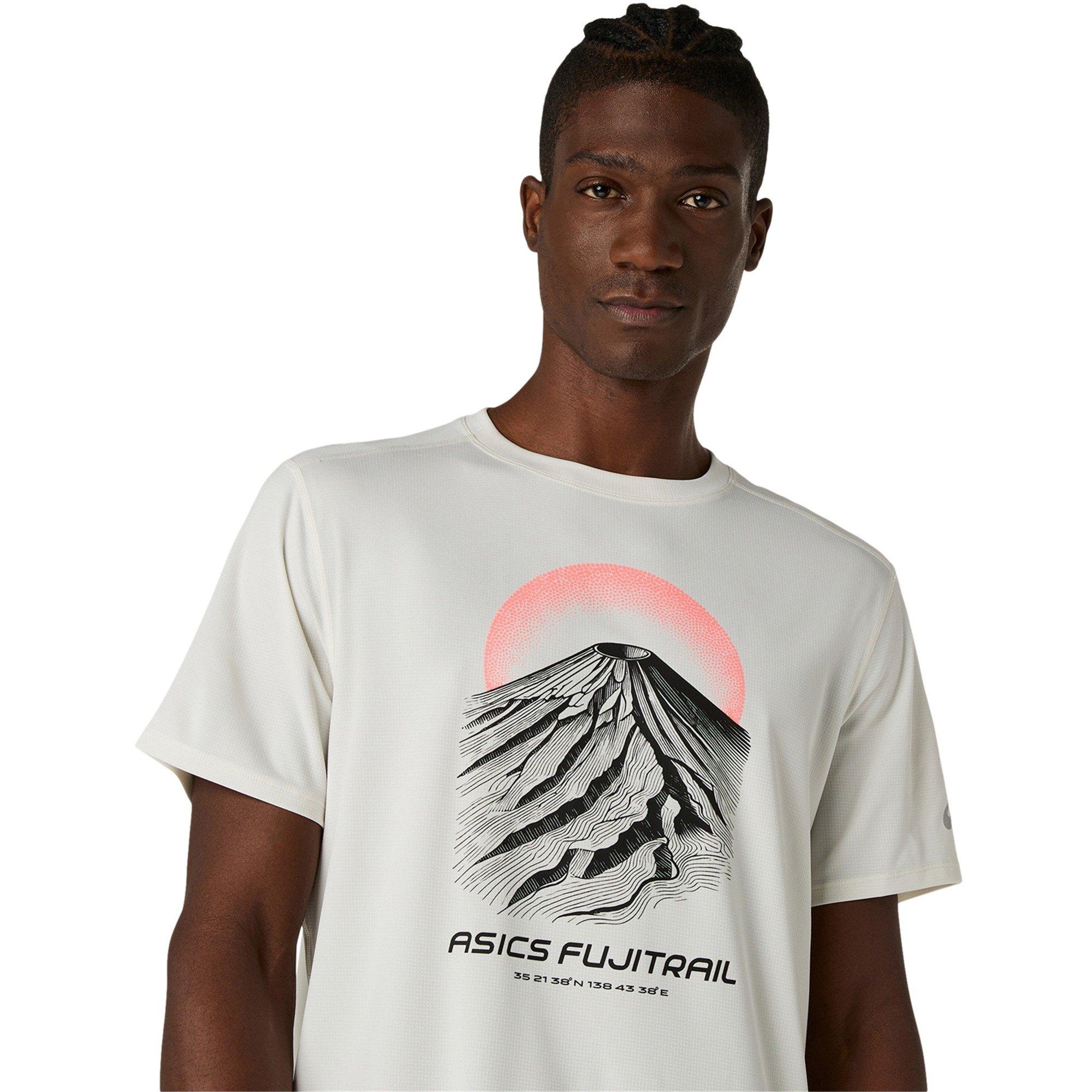 Cream - Asics - Men's Fuji Logo Short Sleeve Running T-Shirt - 3