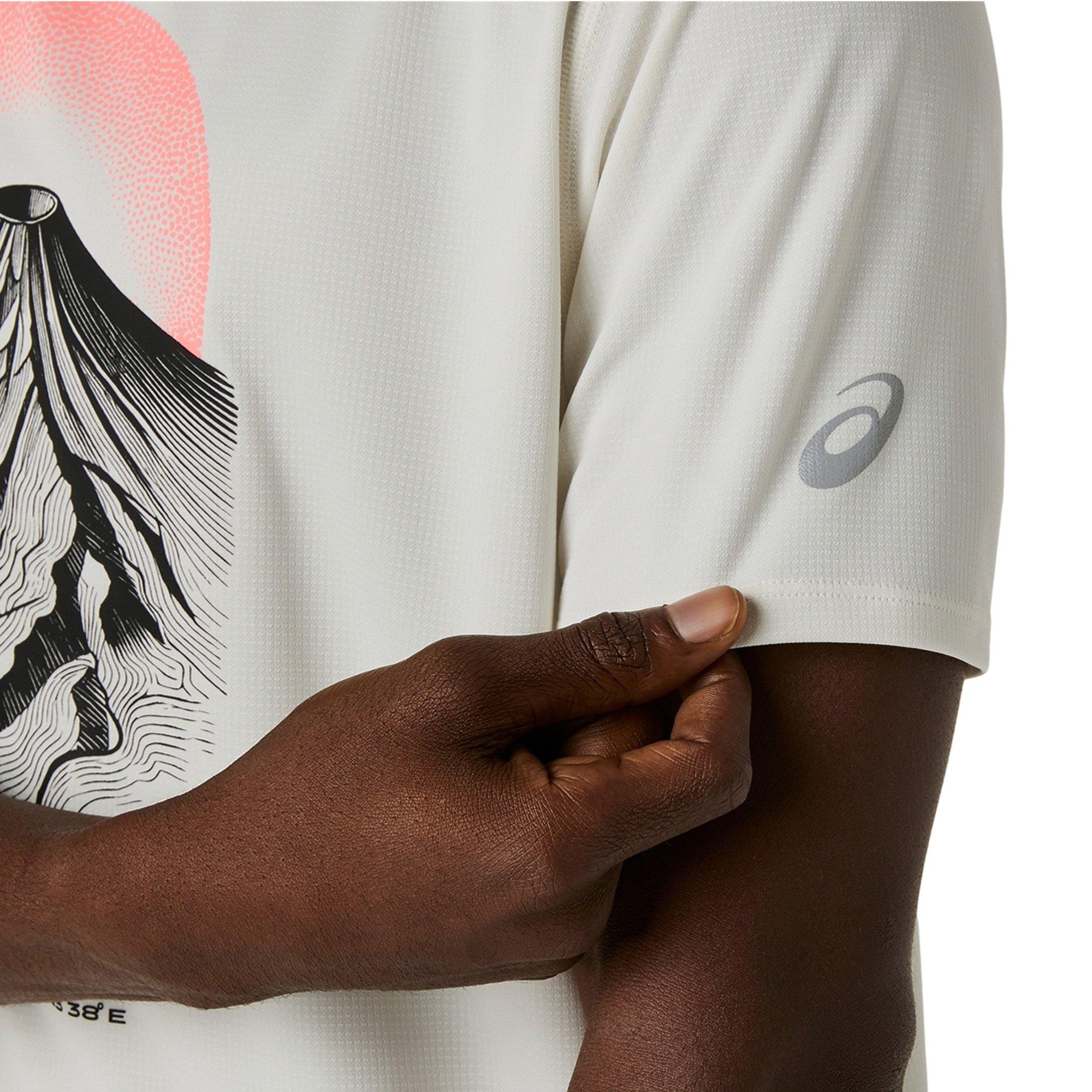Cream - Asics - Men's Fuji Logo Short Sleeve Running T-Shirt - 4