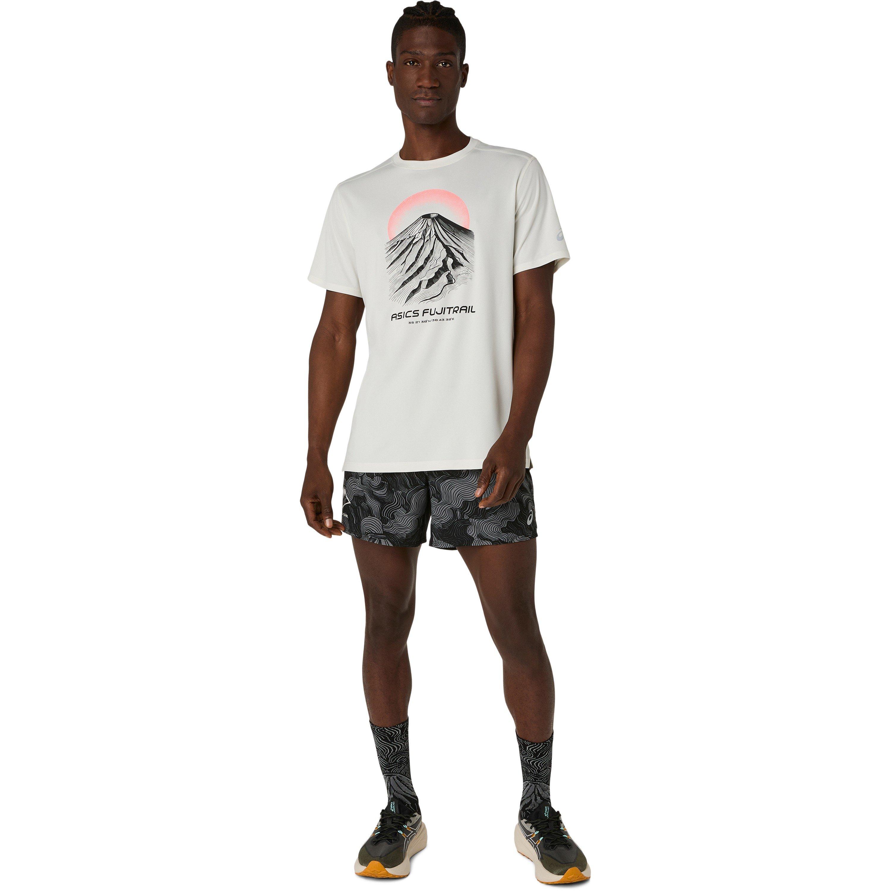 Cream - Asics - Men's Fuji Logo Short Sleeve Running T-Shirt - 5