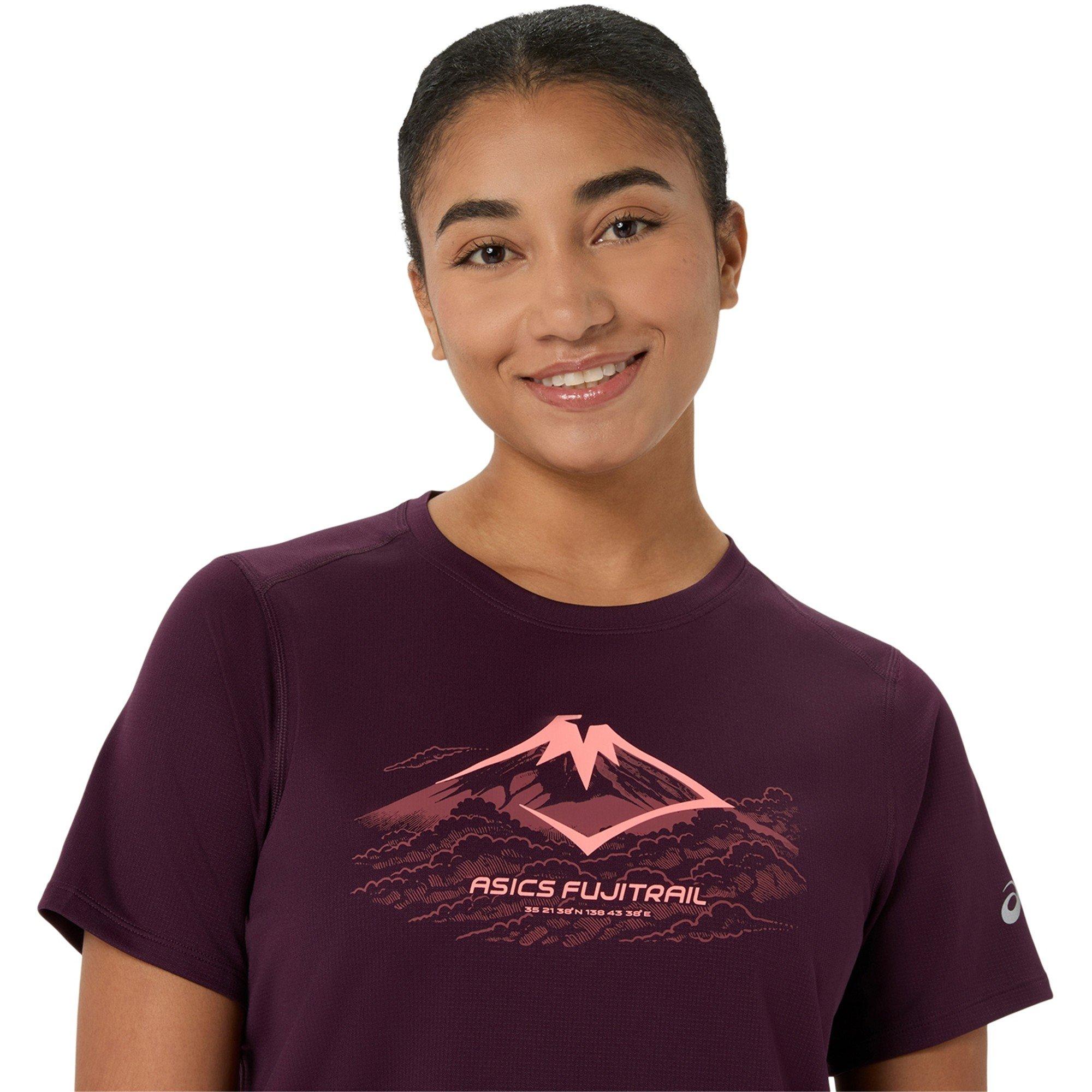Dark Aubergine - Asics - Women's Fuji Logo Short Sleeve Running T-Shirt - 3