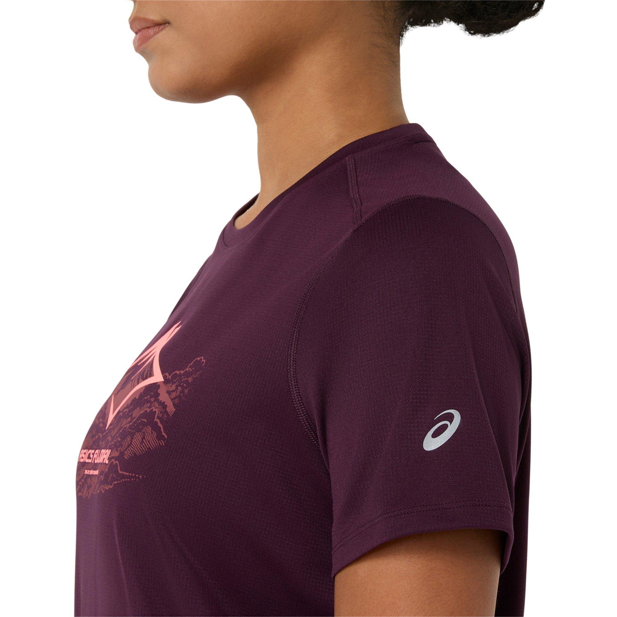 Dark Aubergine - Asics - Women's Fuji Logo Short Sleeve Running T-Shirt - 5