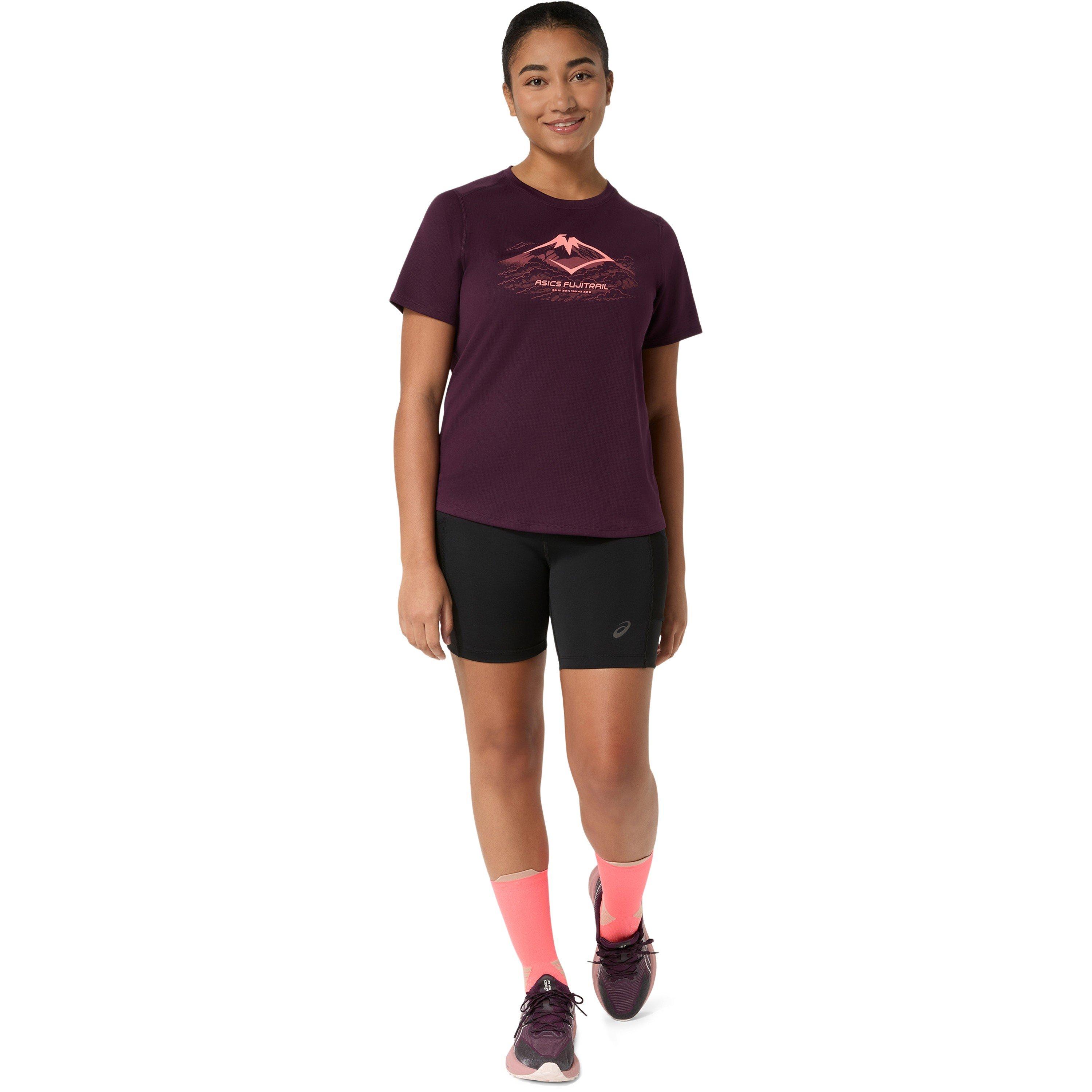 Dark Aubergine - Asics - Women's Fuji Logo Short Sleeve Running T-Shirt - 6