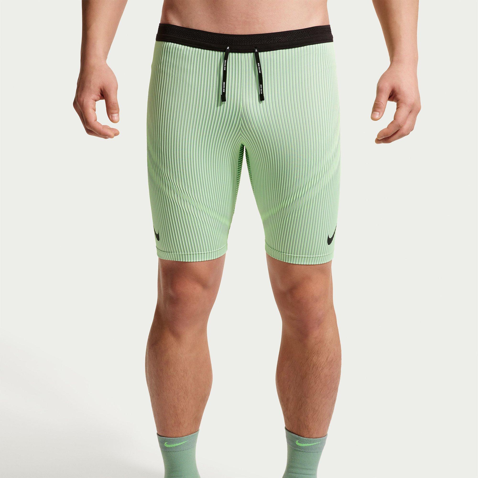 Lime/Silver/Blk - Nike - AeroSwift Mens 1/2-Length Leggings - 1