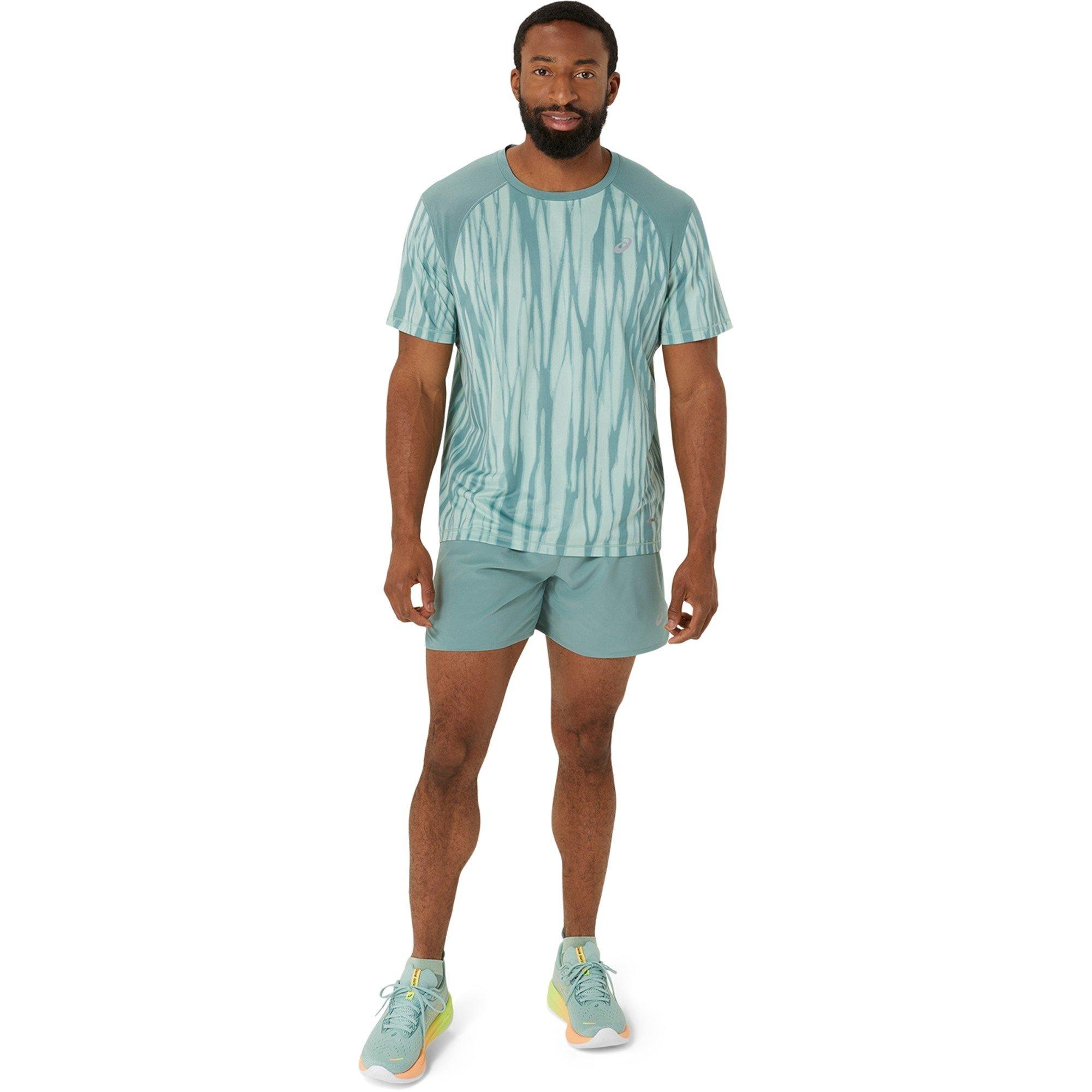 Azul-petróleo - Asics - All Over Print Men's SS Running Top - 5
