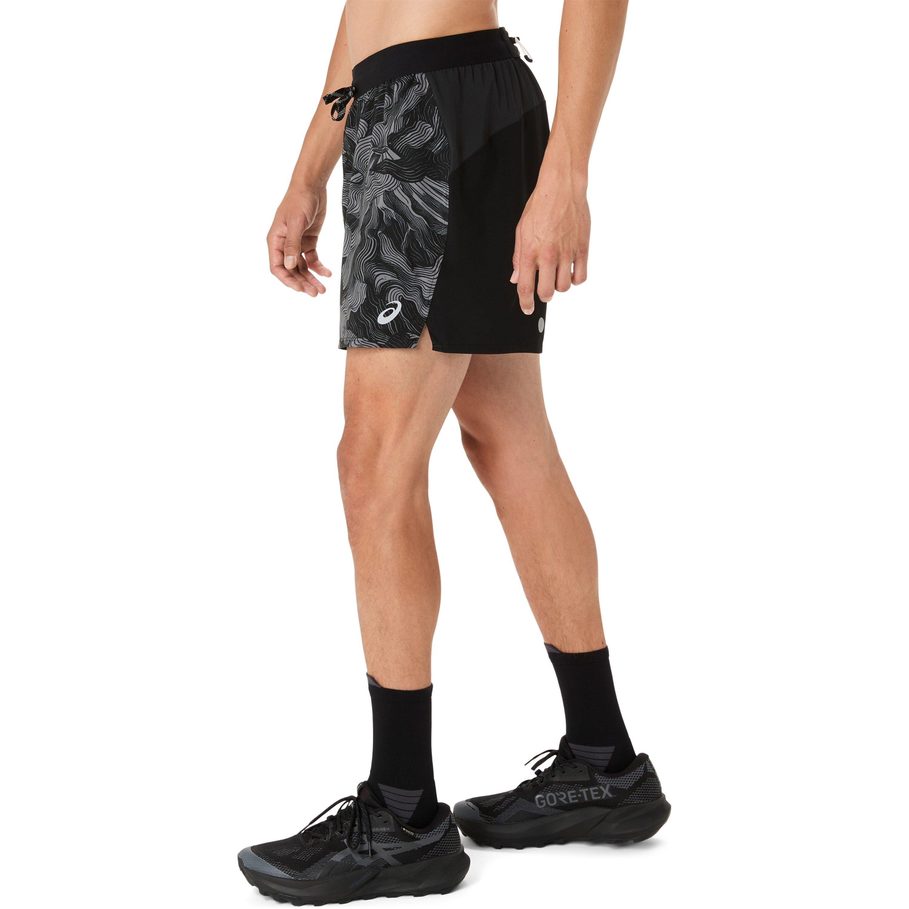 Perf Black - Asics - Fujitrail All Over Print 5in Short Running Mens - 1
