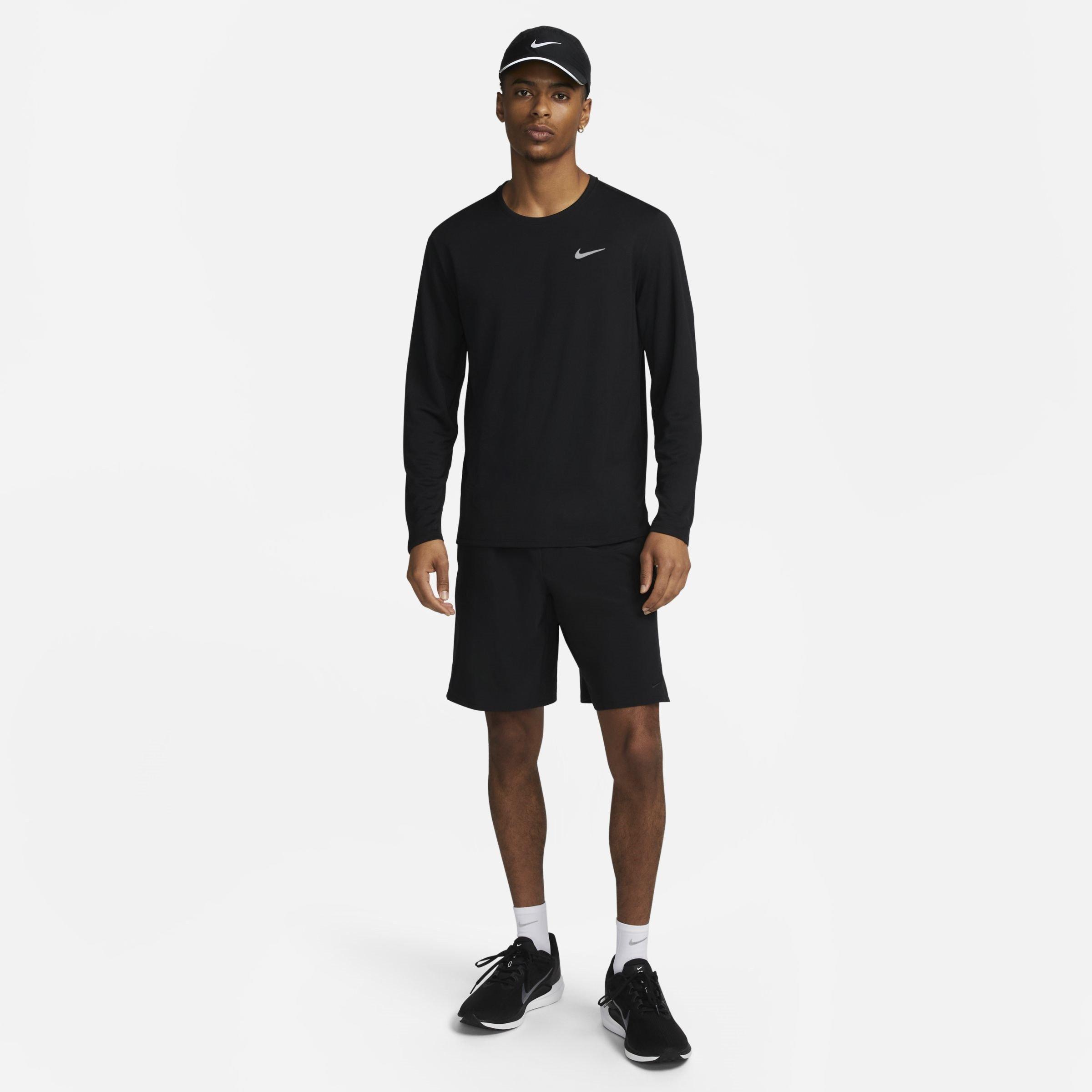 Schwarz - Nike - Miler Men's Dri-FIT UV Long-Sleeve Running Top - 5