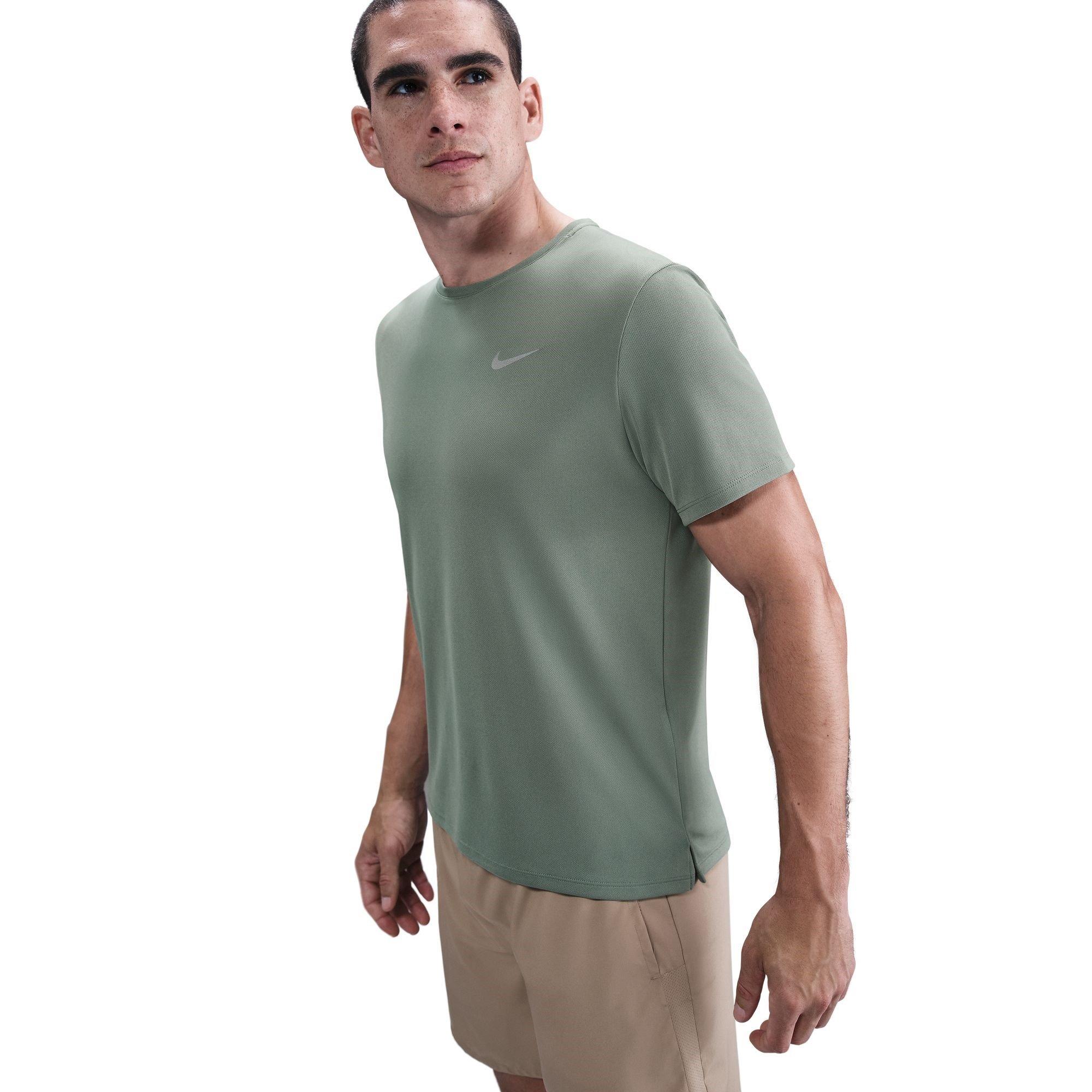 LEHM GRÜN/REFL - Nike - Miler Men's Dri-FIT UV Short-Sleeve Running Top - 1