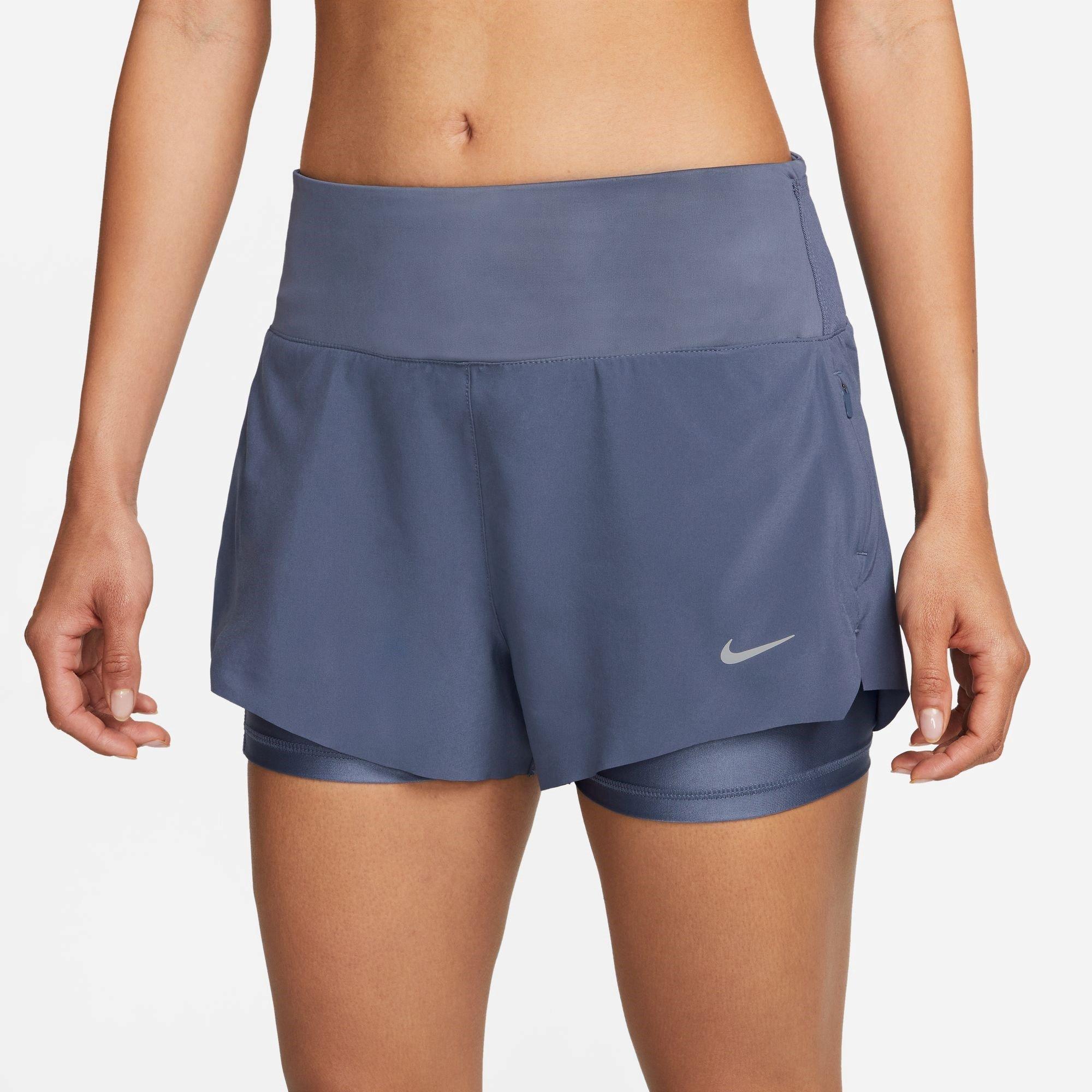 BLU DIFFUSO/R - Nike - Dri-FIT Swift Women's Mid-Rise 3 2-in-1 Running Shorts with Pockets - 1