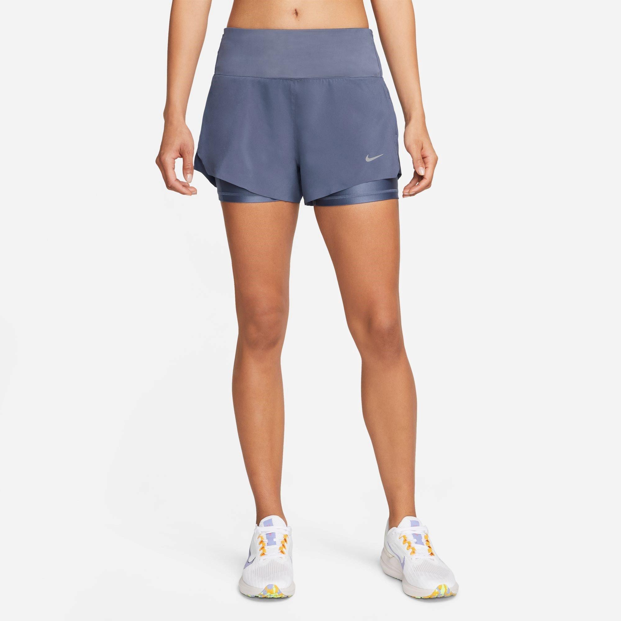 DIFFUSED BLUE/R - Nike - Dri-FIT Swift Women's Mid-Rise 3 2-in-1 Running Shorts with Pockets - 3