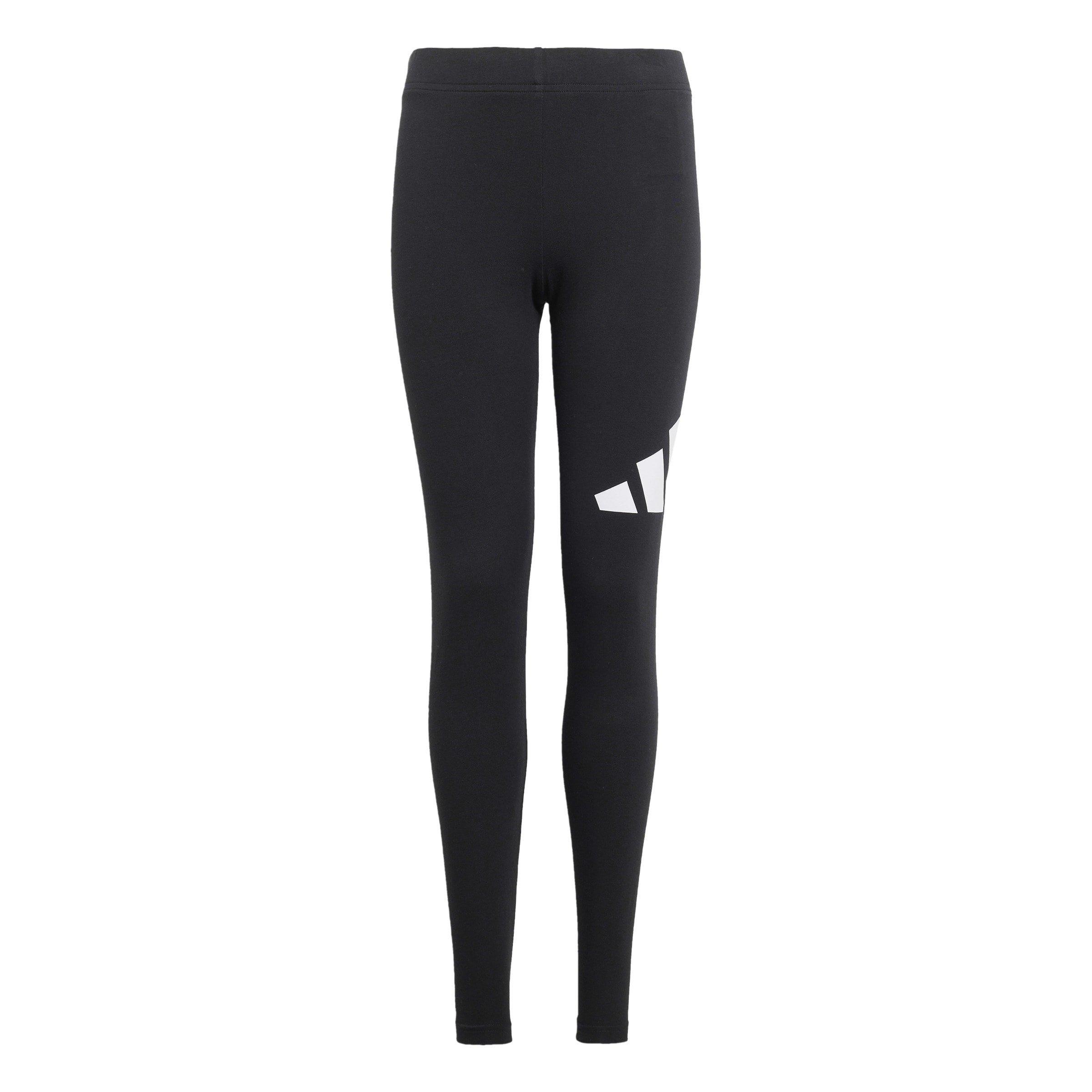 Adidas Girls Essentials Big Logo Cotton Leggings - Black/White - 7-8 Years