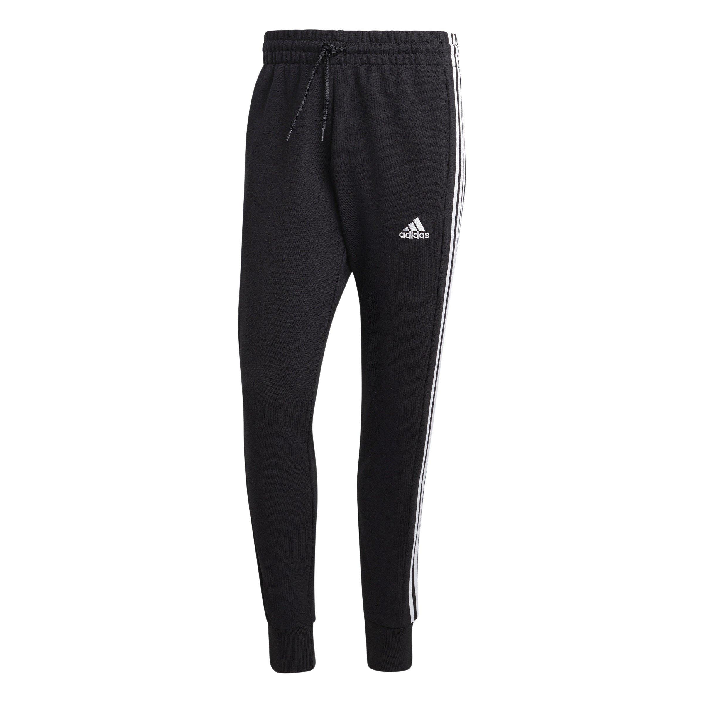 Adidas Men's Essentials French Terry Tapered Cuff 3- Stripes Joggers - Black/White - XS