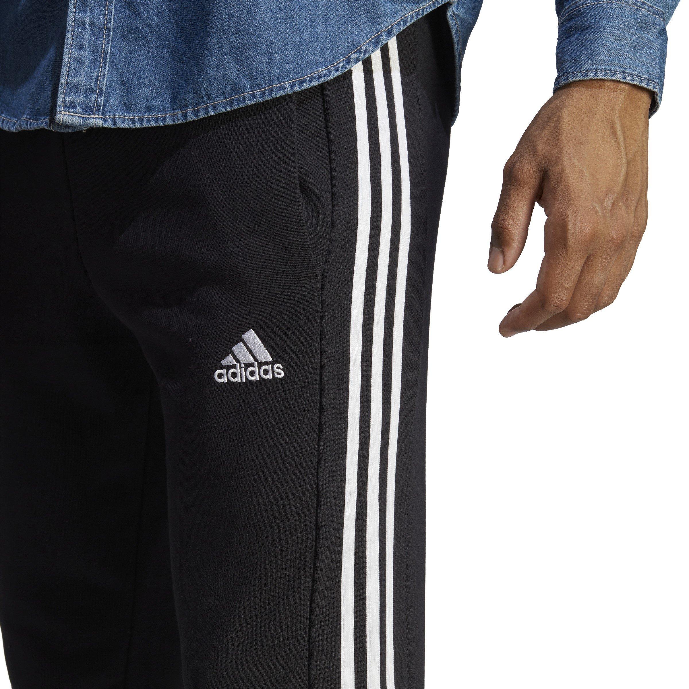 Black/White - adidas - Essentials French Terry Tapered Cuff 3- Stripes Joggers - 6