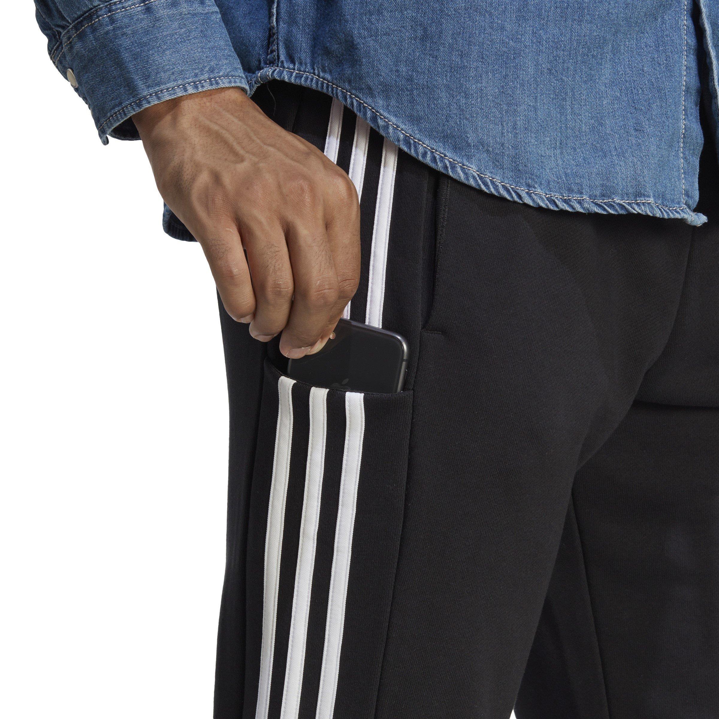 Black/White - adidas - Essentials French Terry Tapered Cuff 3- Stripes Joggers - 7