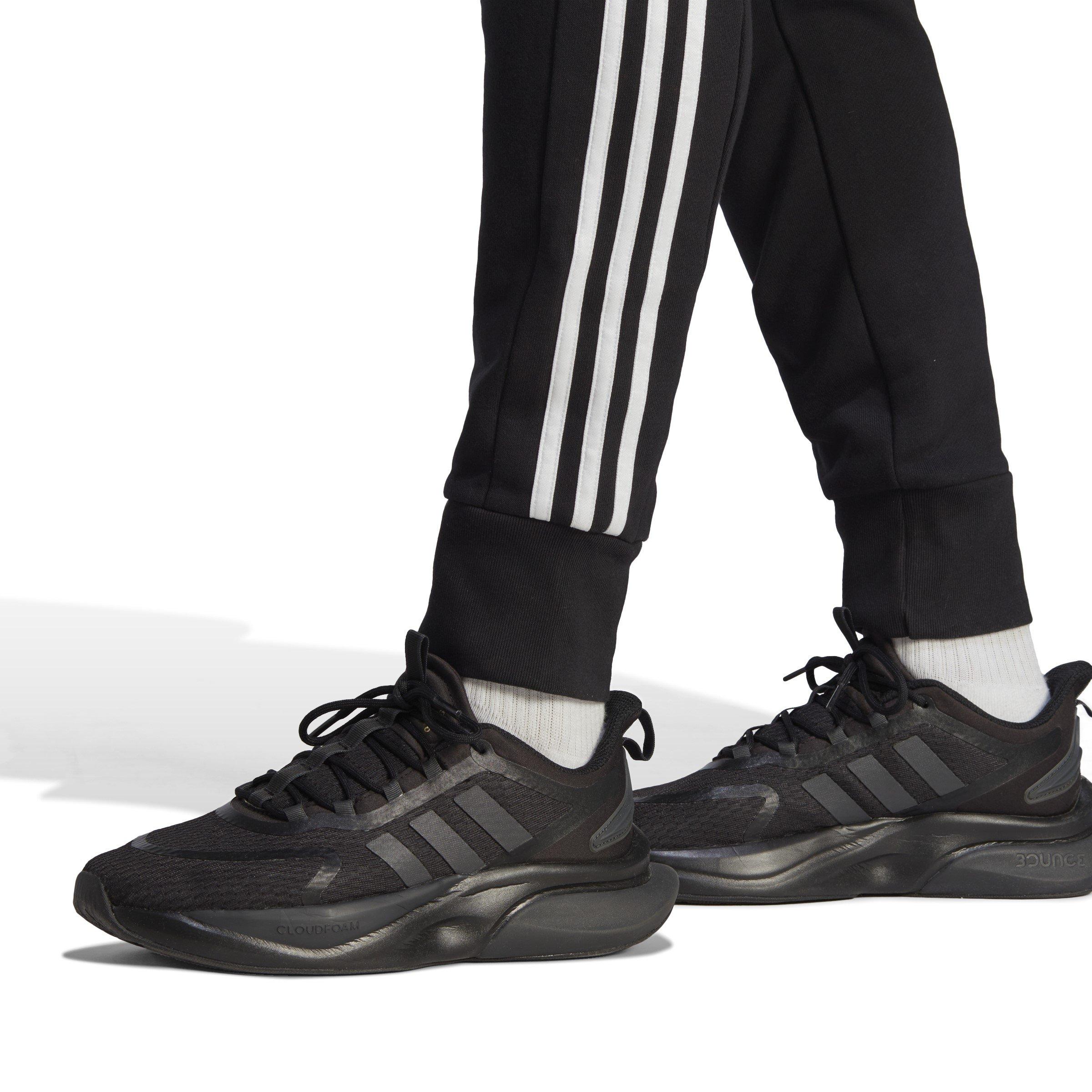 Black/White - adidas - Essentials French Terry Tapered Cuff 3- Stripes Joggers - 8