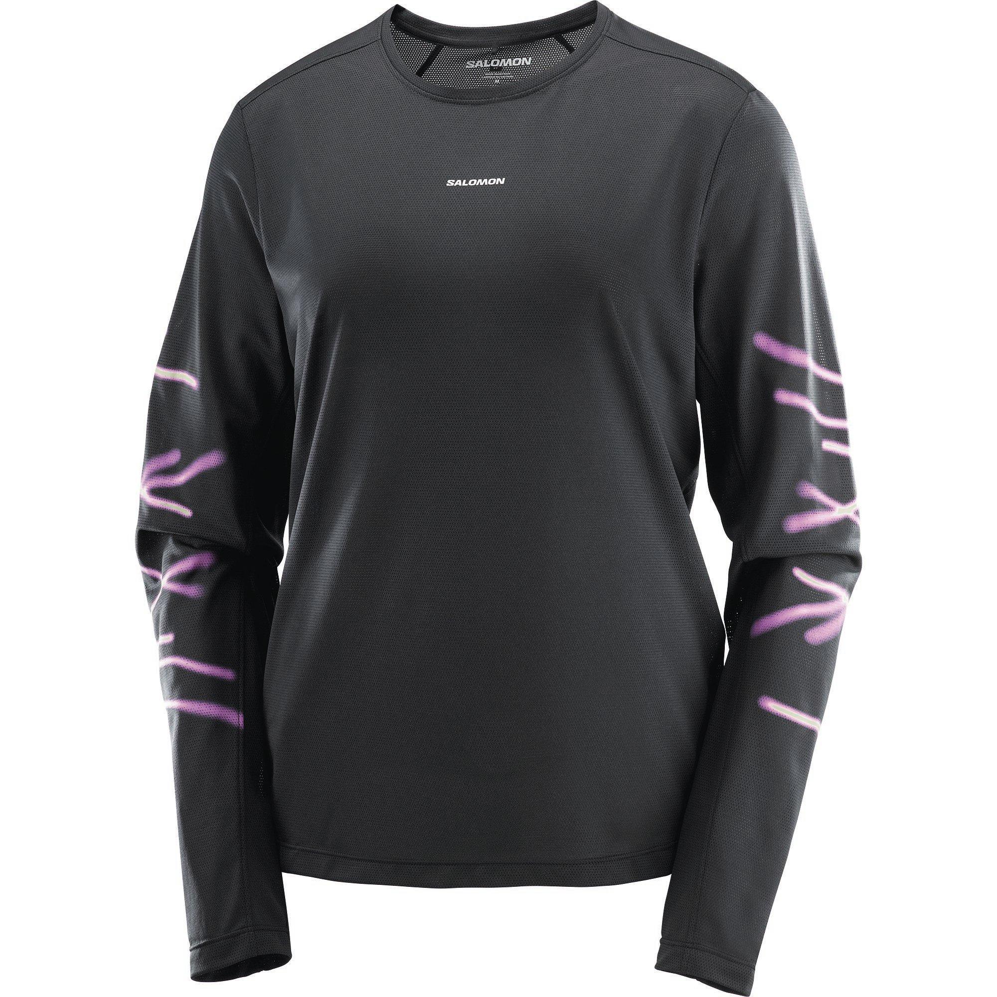 トップス Salomon Moto Mesh Cut Sew L/S Tee Black Salomon SHAKEout Core Graphic LS Running Tee Womens | Sports Direct