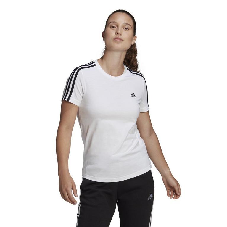 Blanc/Noir - Primeblue adidas - Essentials Slim 3-Stripe T-Shirt Womens - 2